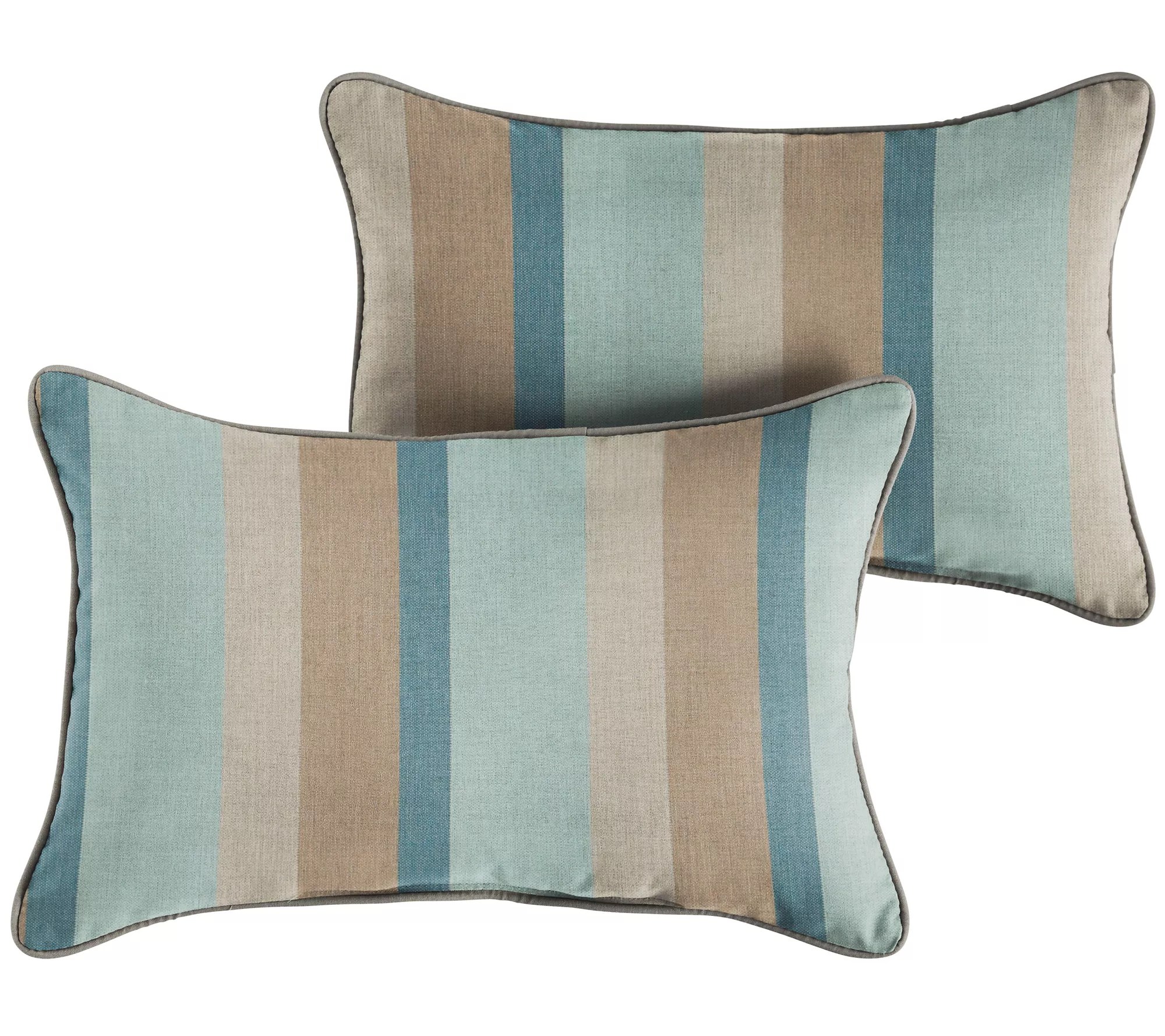 Set of 2 Indoor/Outdoor Sunbrella Blue Stripe Lumbar Pillows