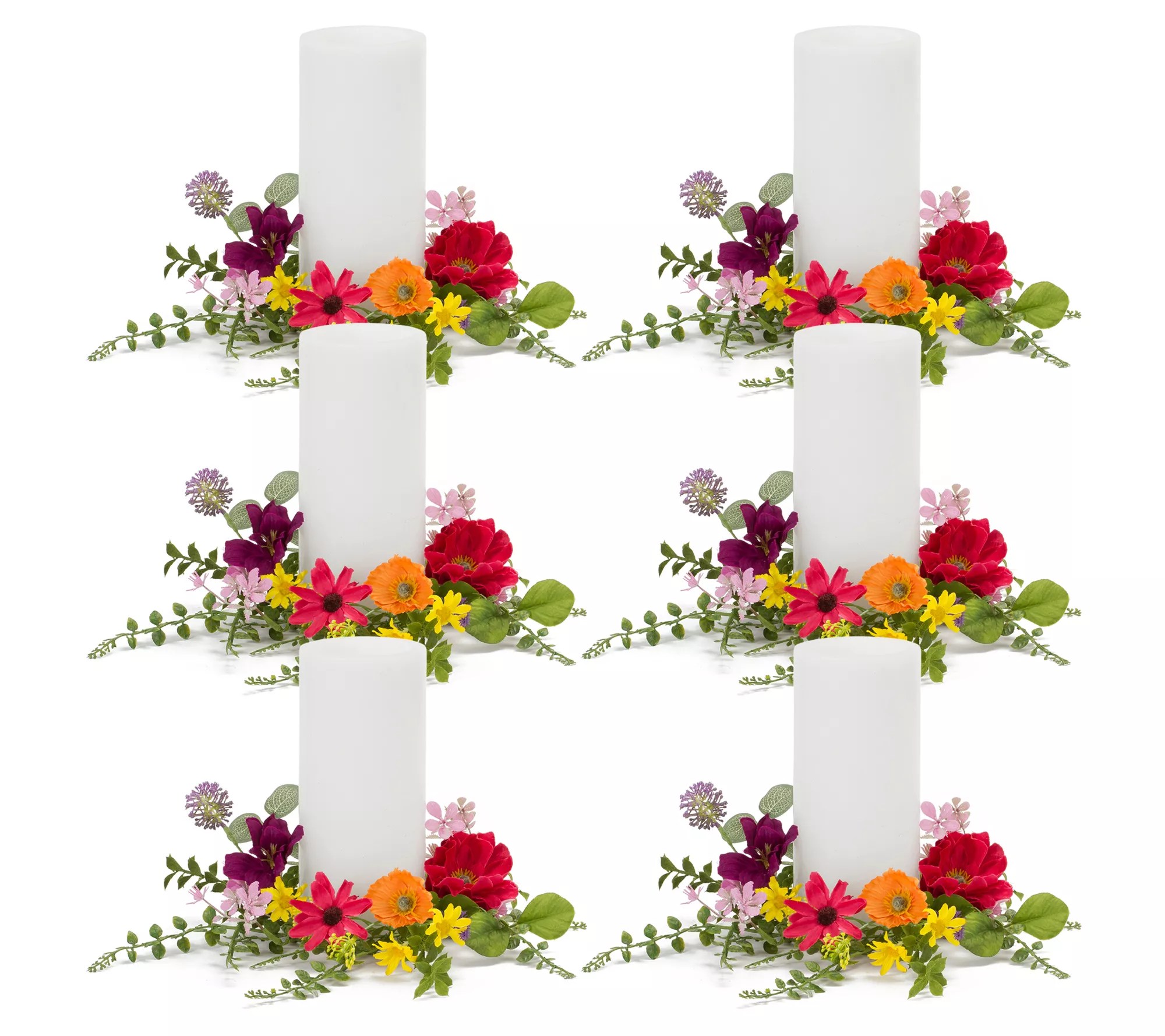 Melrose Mixed Floral Candle Ring (Set of 6)