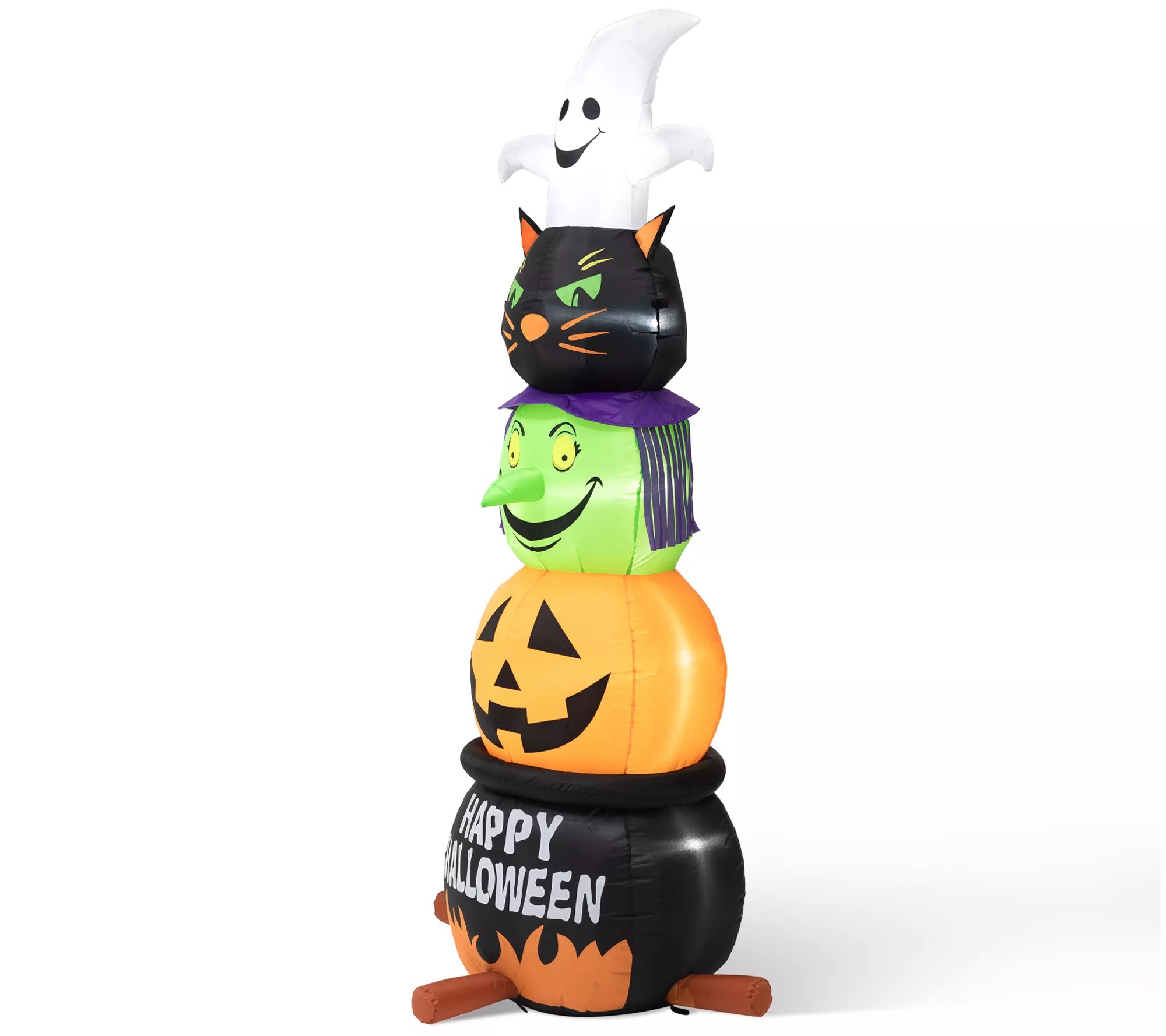 Glitzhome 8ft Lighted Halloween Characters Stacked Inflatable