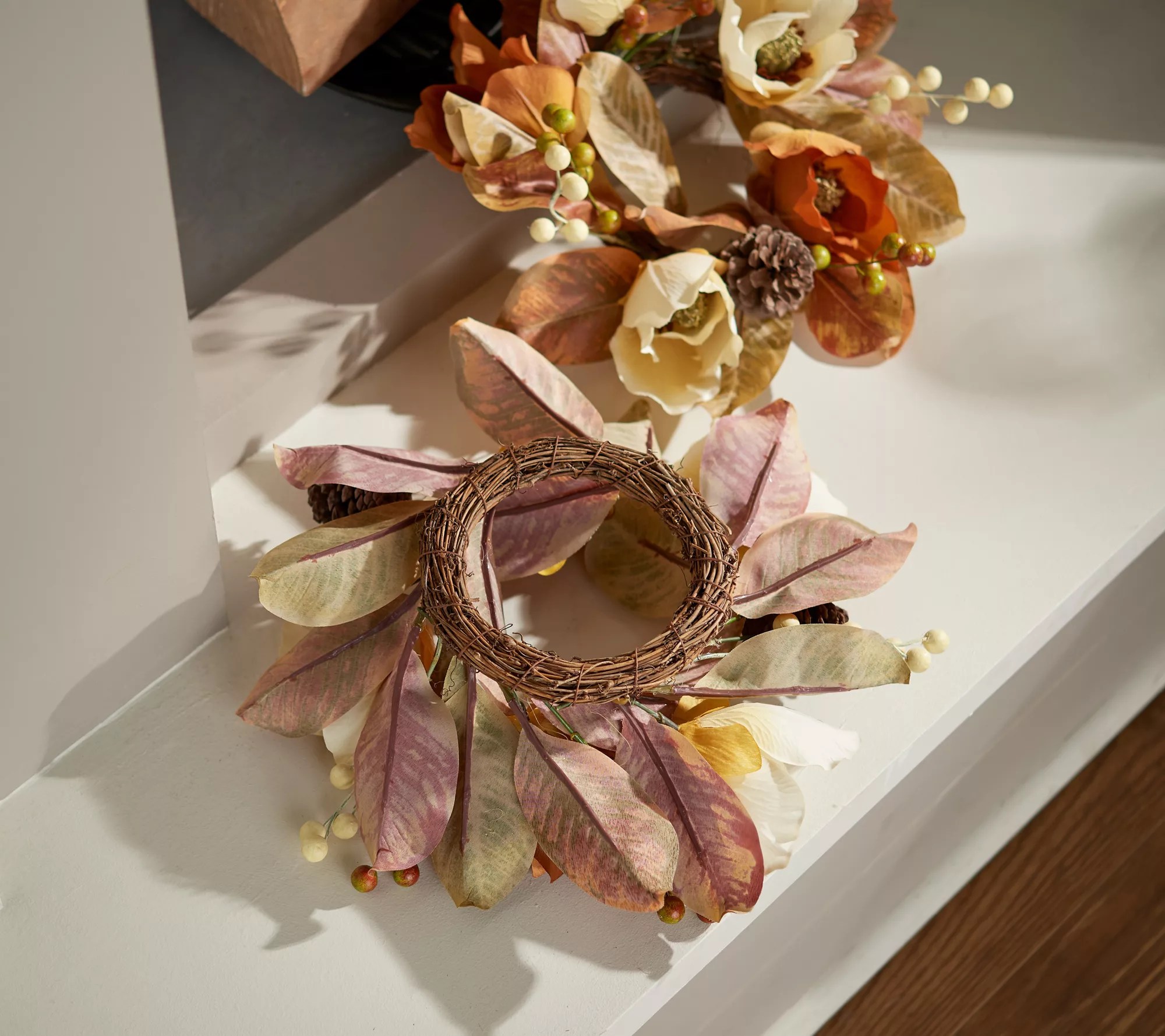 S/2 Harvest Magnolia and Berry Candle Rings by Valerie