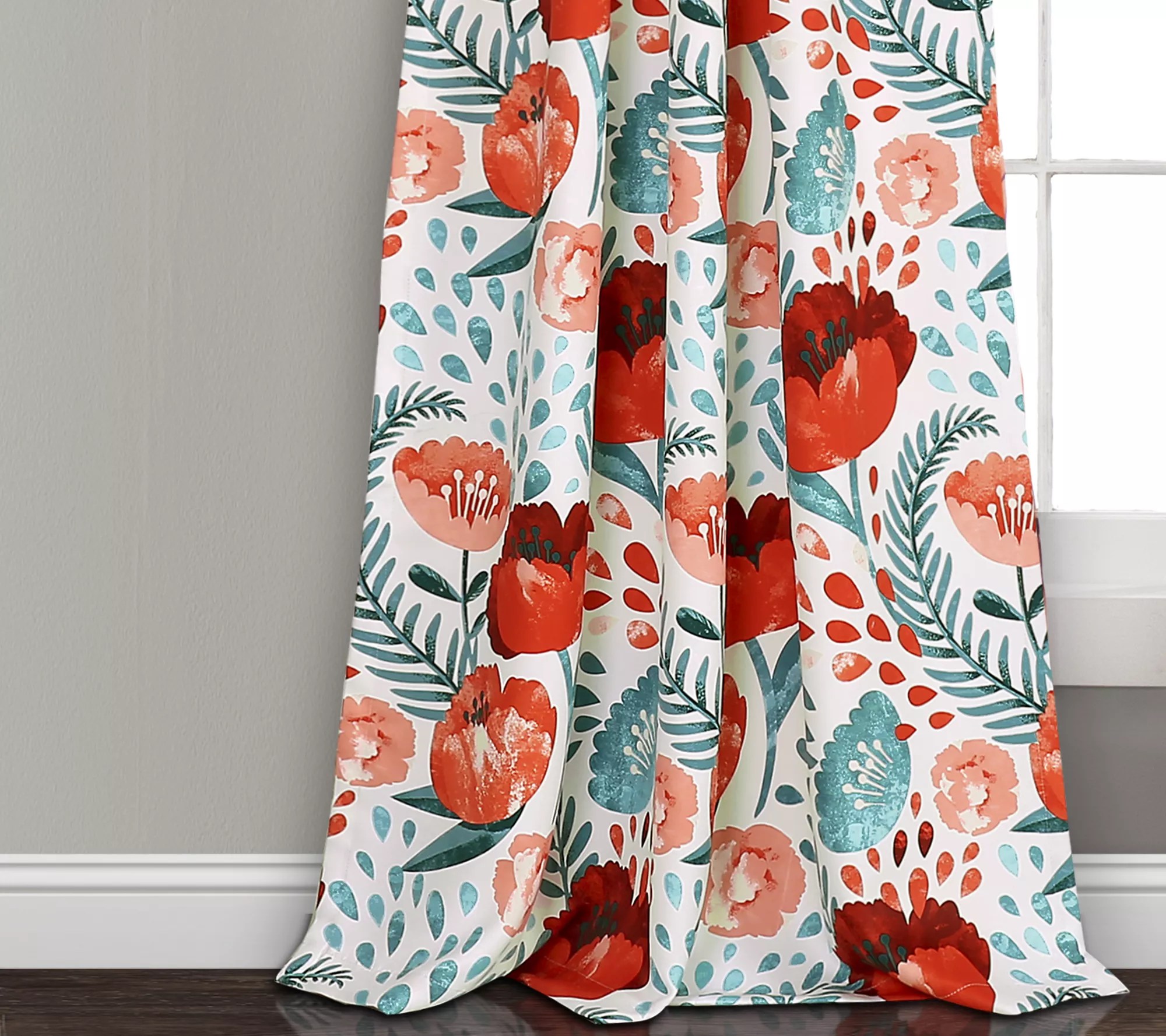 Poppy Garden Set of 2 Room Darkening Panels by Lush Decor