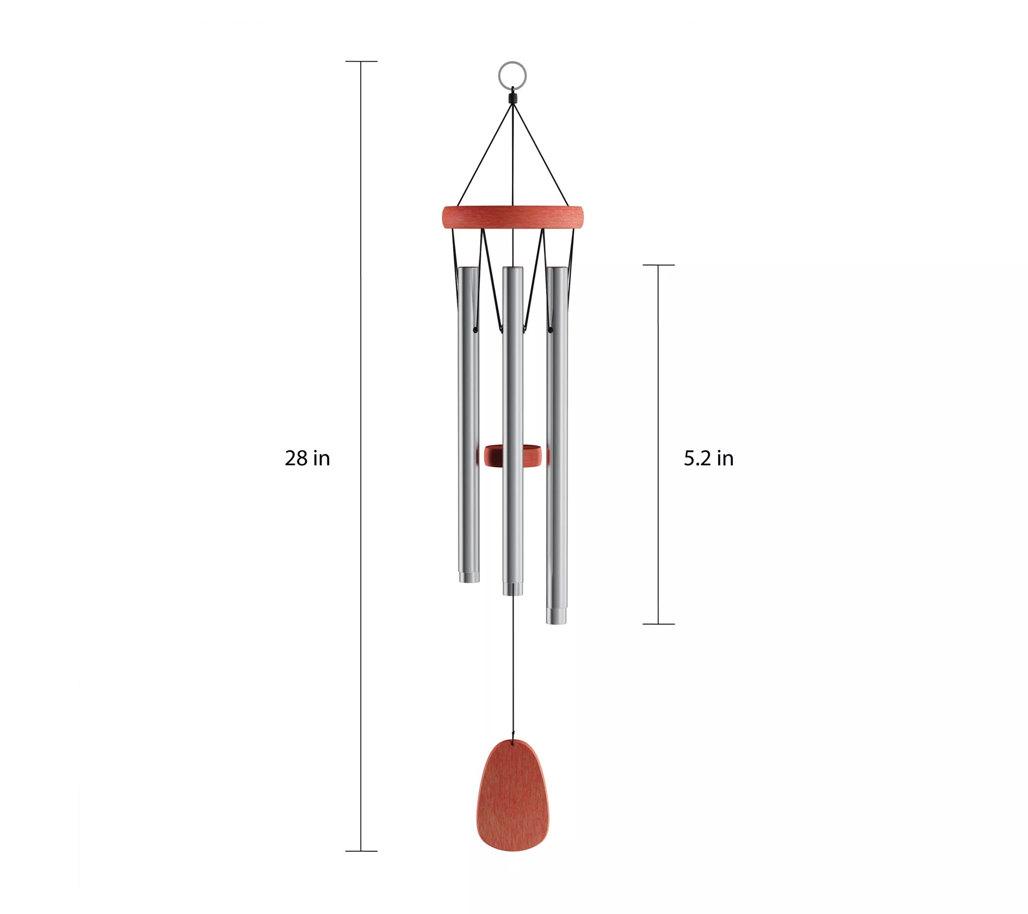 Pure Garden 28" Metal and Wood Wind Chimes Tuned Metal Chimes