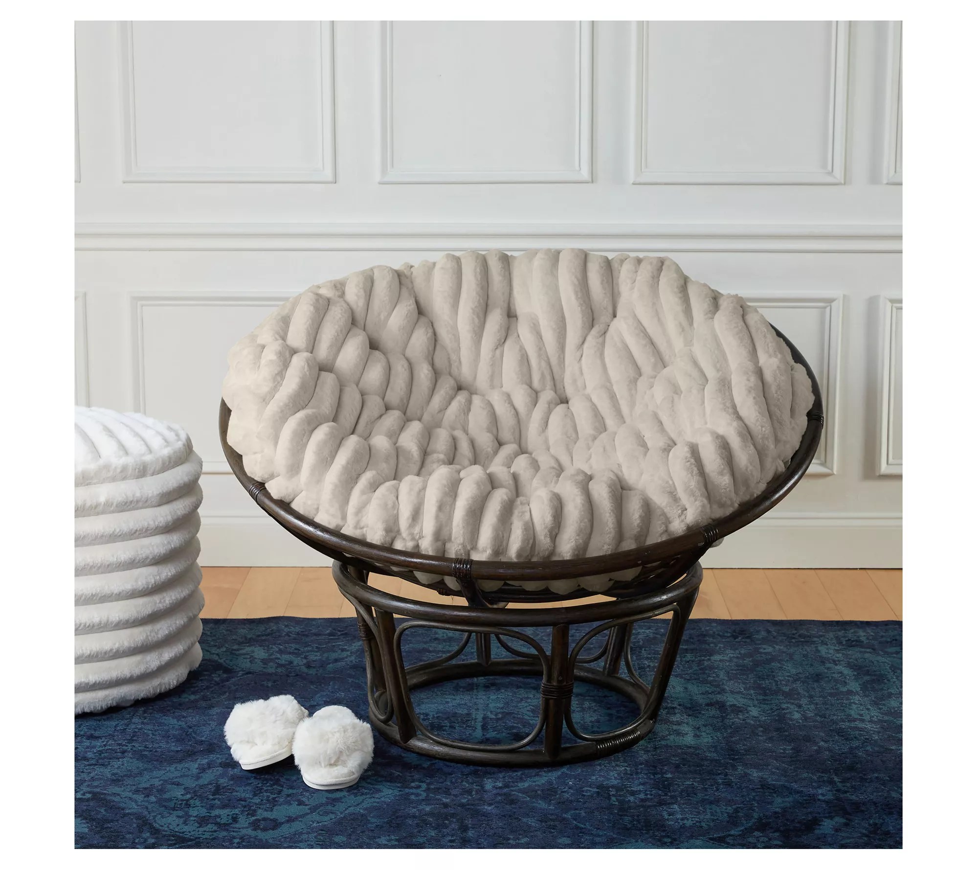 Sorra Home Faux Fur Indoor Papasan Cushion