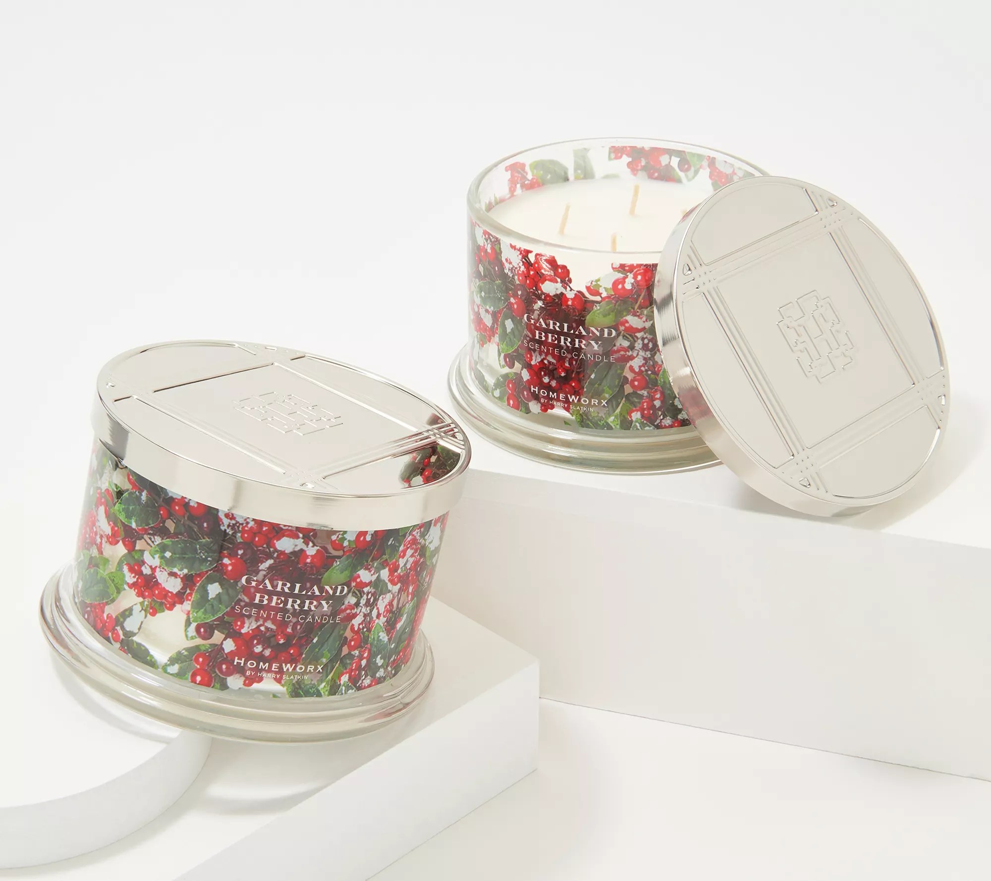 HomeWorx by Harry Slatkin Set of (2)_18oz Garland Berry Candles