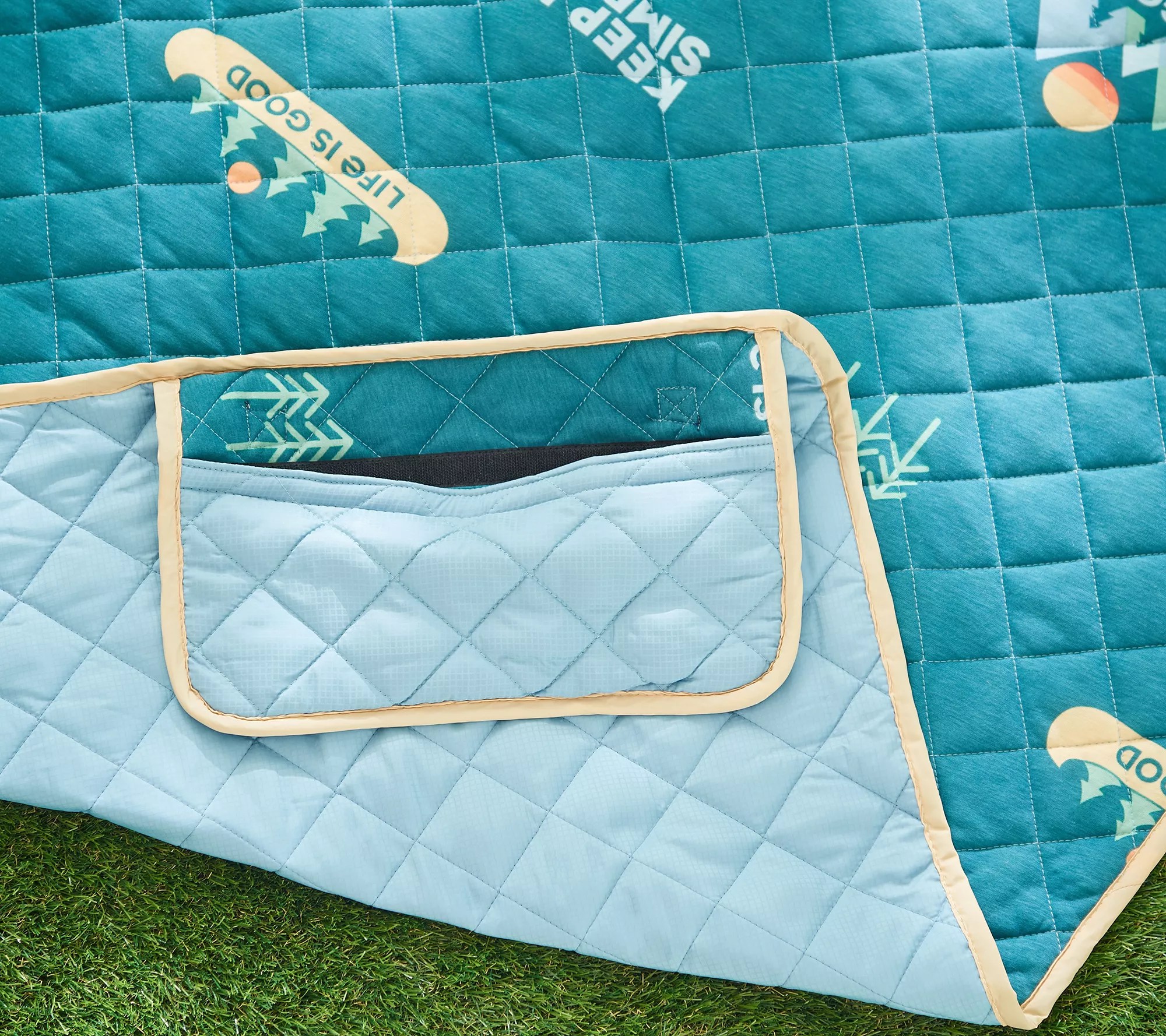 Life is Good Printed Outdoor Blanket with Packable Pouch by Berkshire