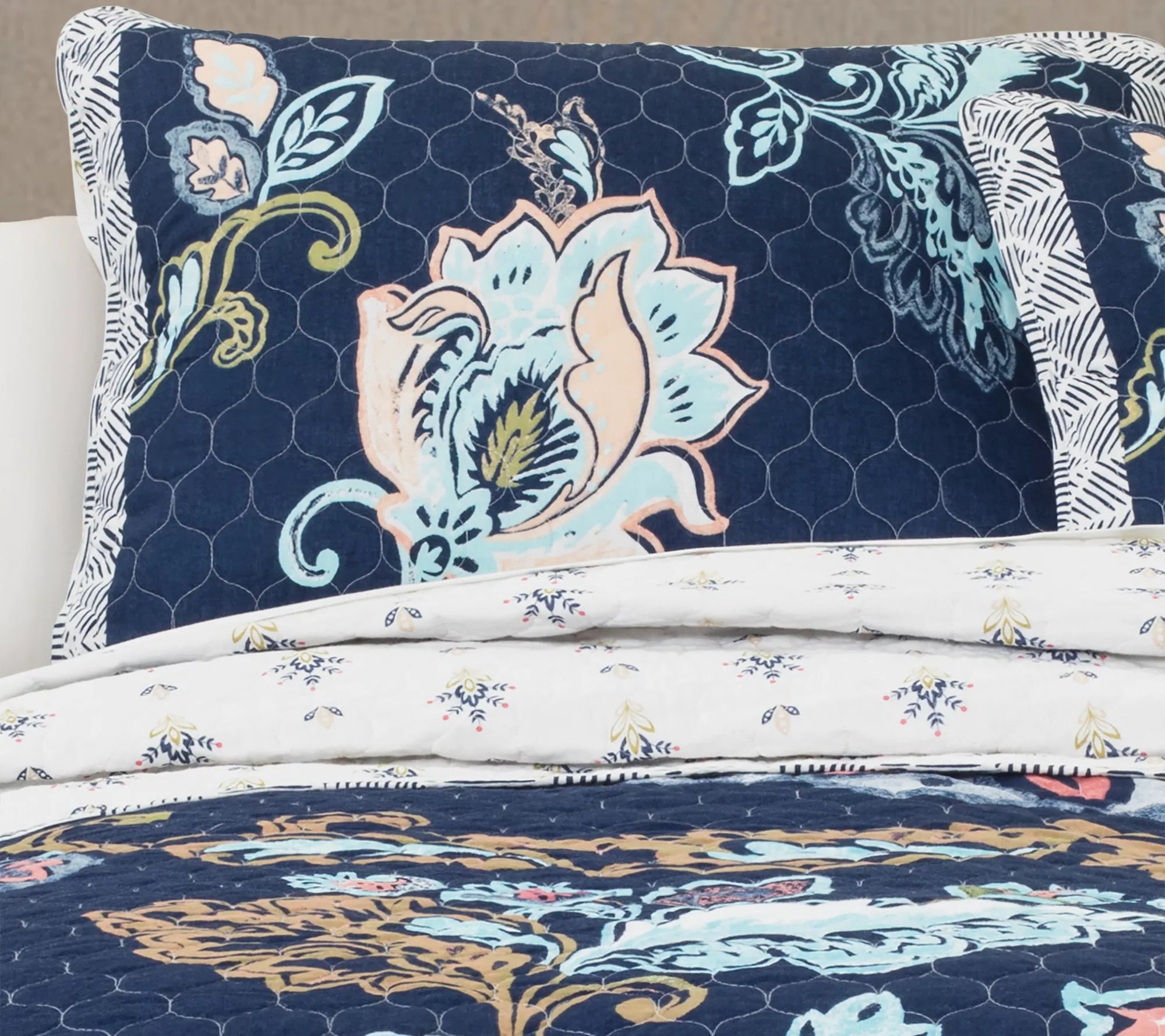 Aster 3Piece King Navy Quilt Set by Lush Decor