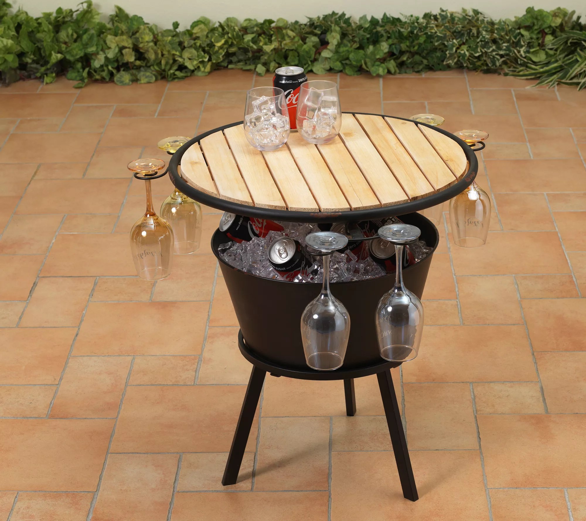 Metal & Wood Outdoor Wine Table by Gerson Co.