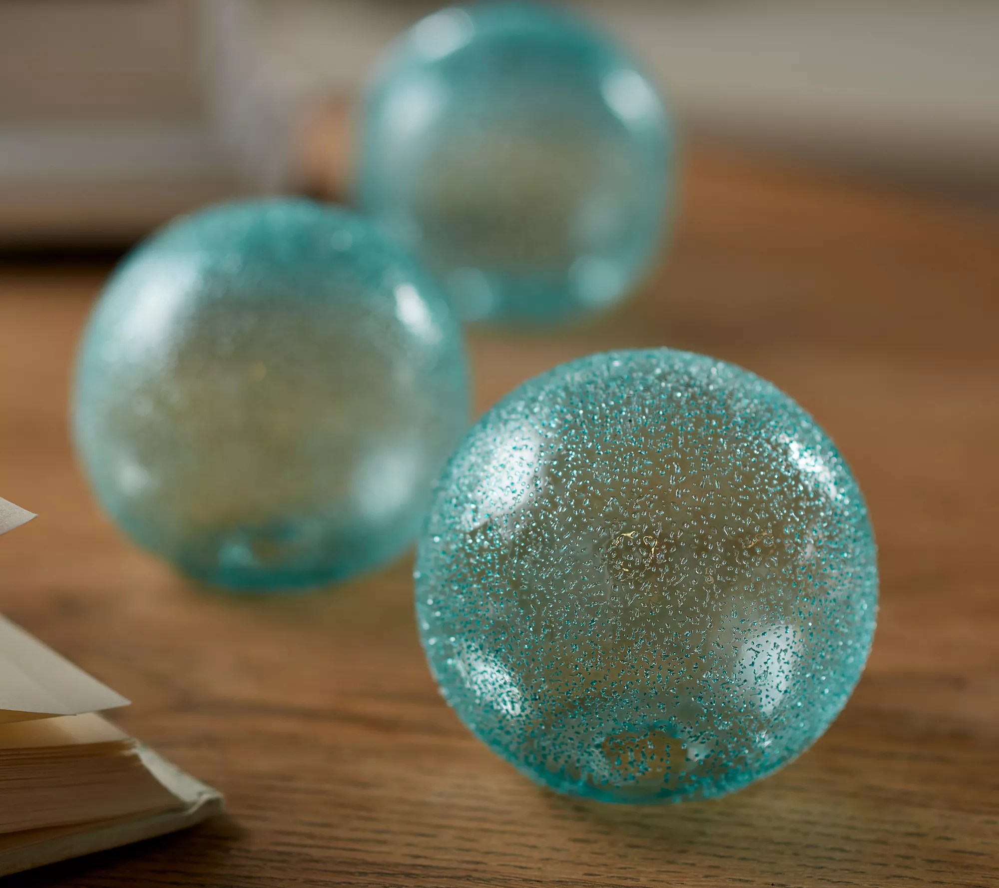 Set of (3) 4" Textured Decorative Glass Spheres by Valerie