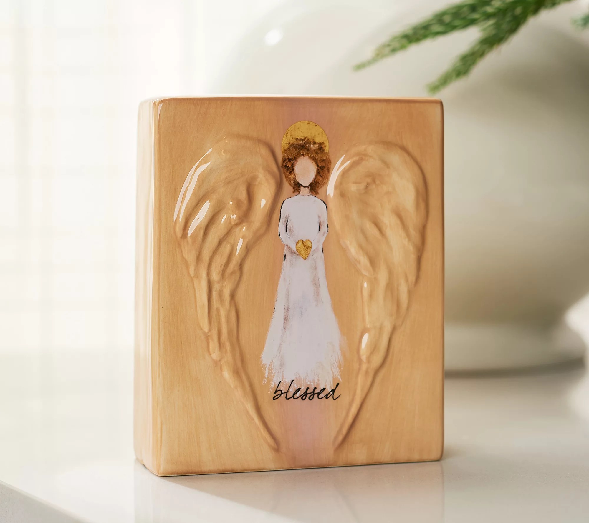 "As Is" Inspirational Angel Blessings Ceramic Accent w/ Gift Box