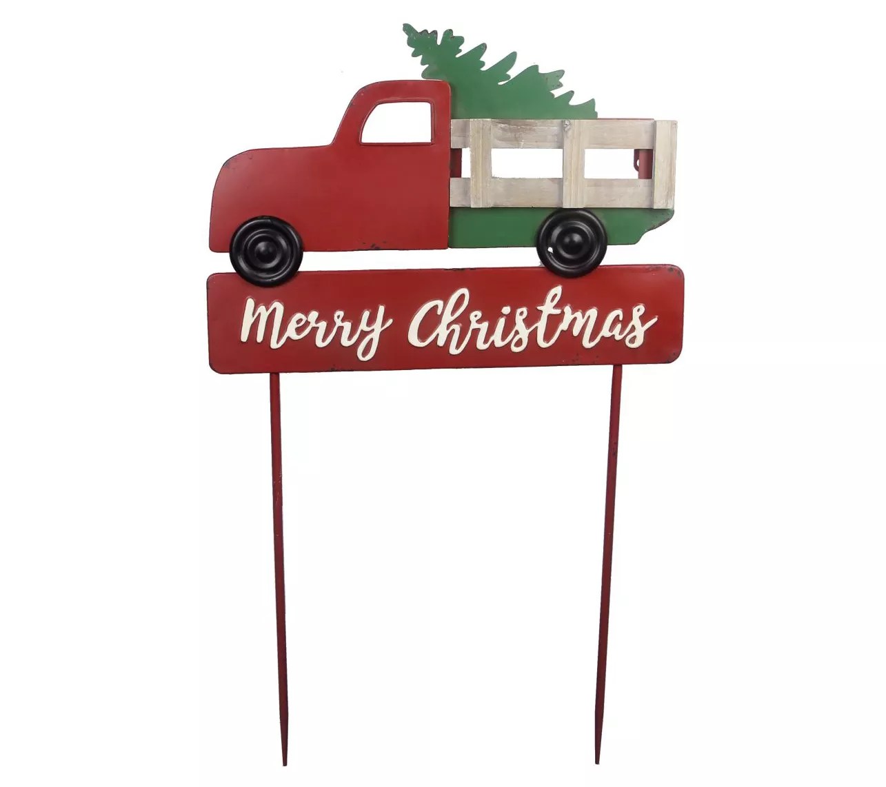 Young's metal truck w/Christmas tree garden stake