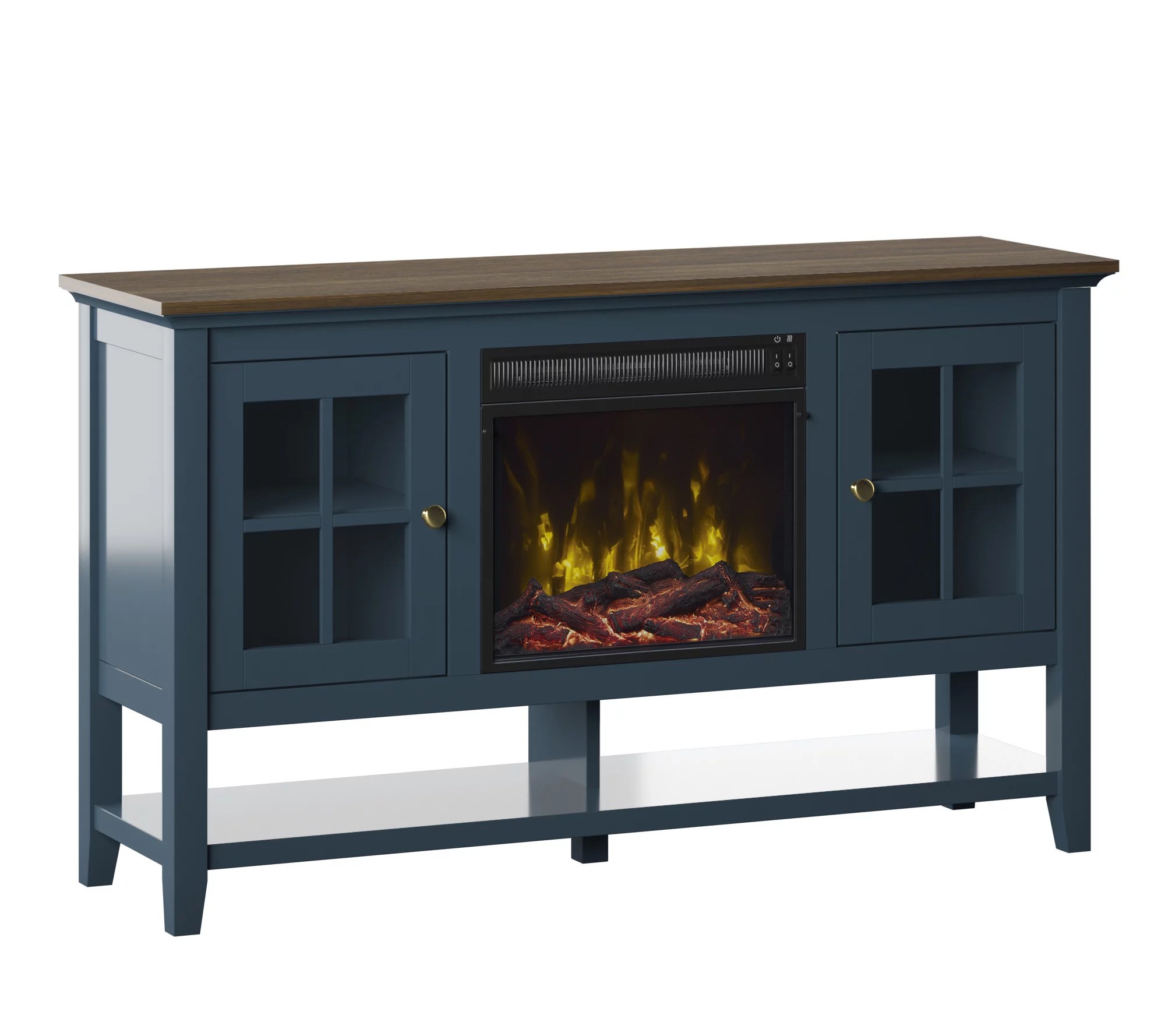 Twin Star Home Farmhouse TV Media Stand W/ Fireplace Heater