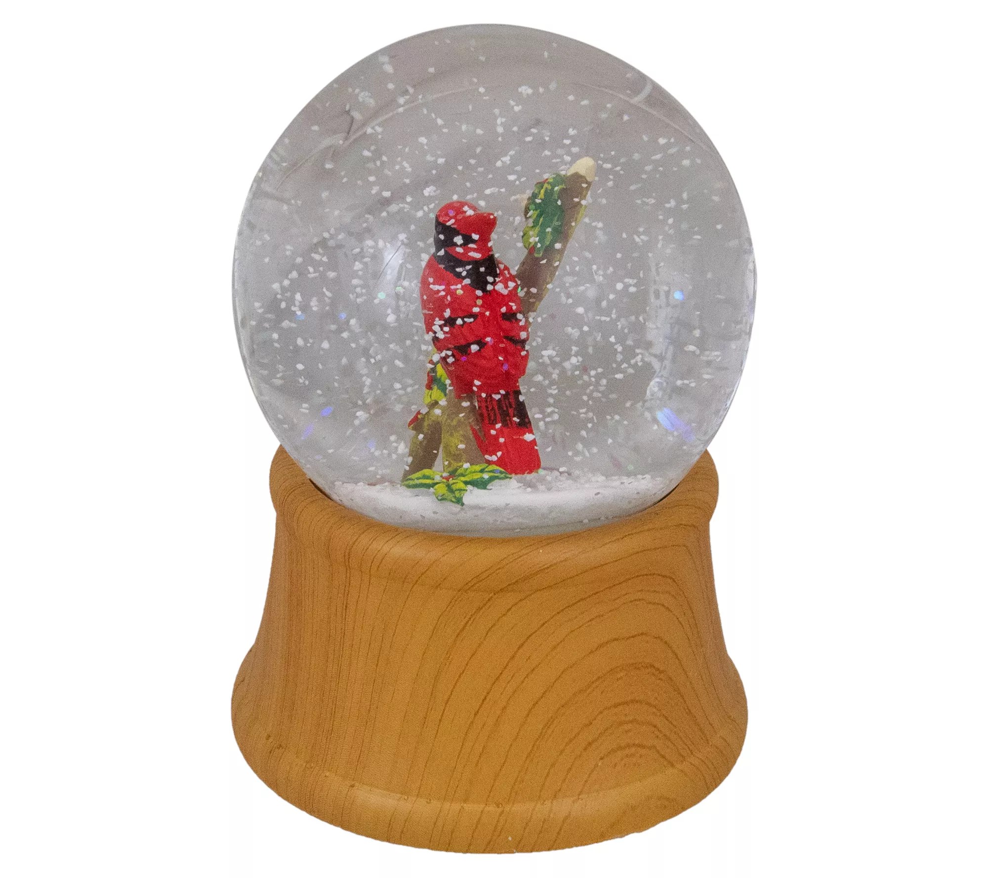 Northlight 5" Red Cardinal on Branch Christmasnow Globe