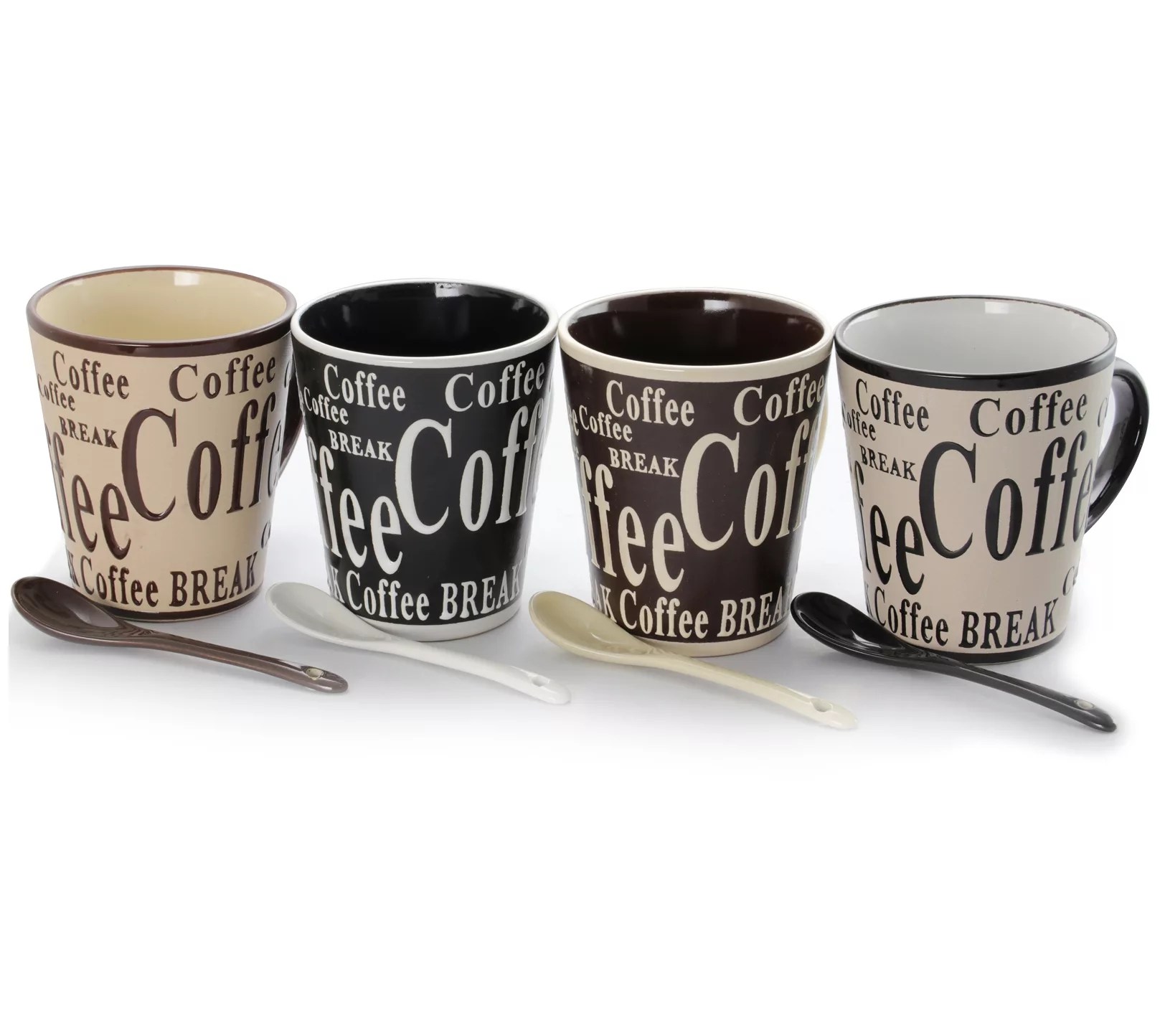 Gibson Bareggio 8 Piece Coffee Mug Set with Spoons