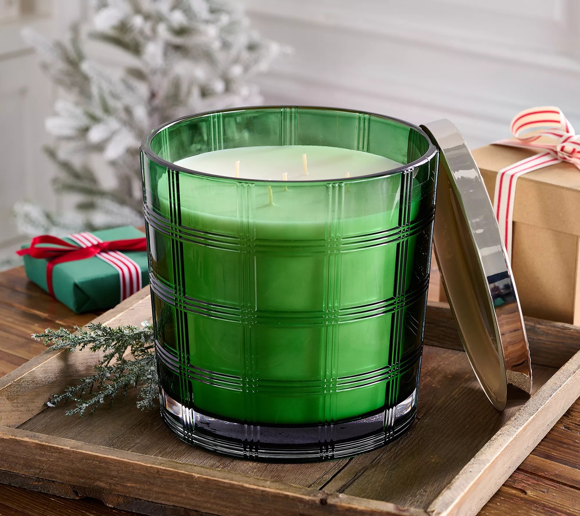 HomeWorx by Slatkin + Co. 80oz Frosted White Pine Candle w/Giftbo - QVC.com