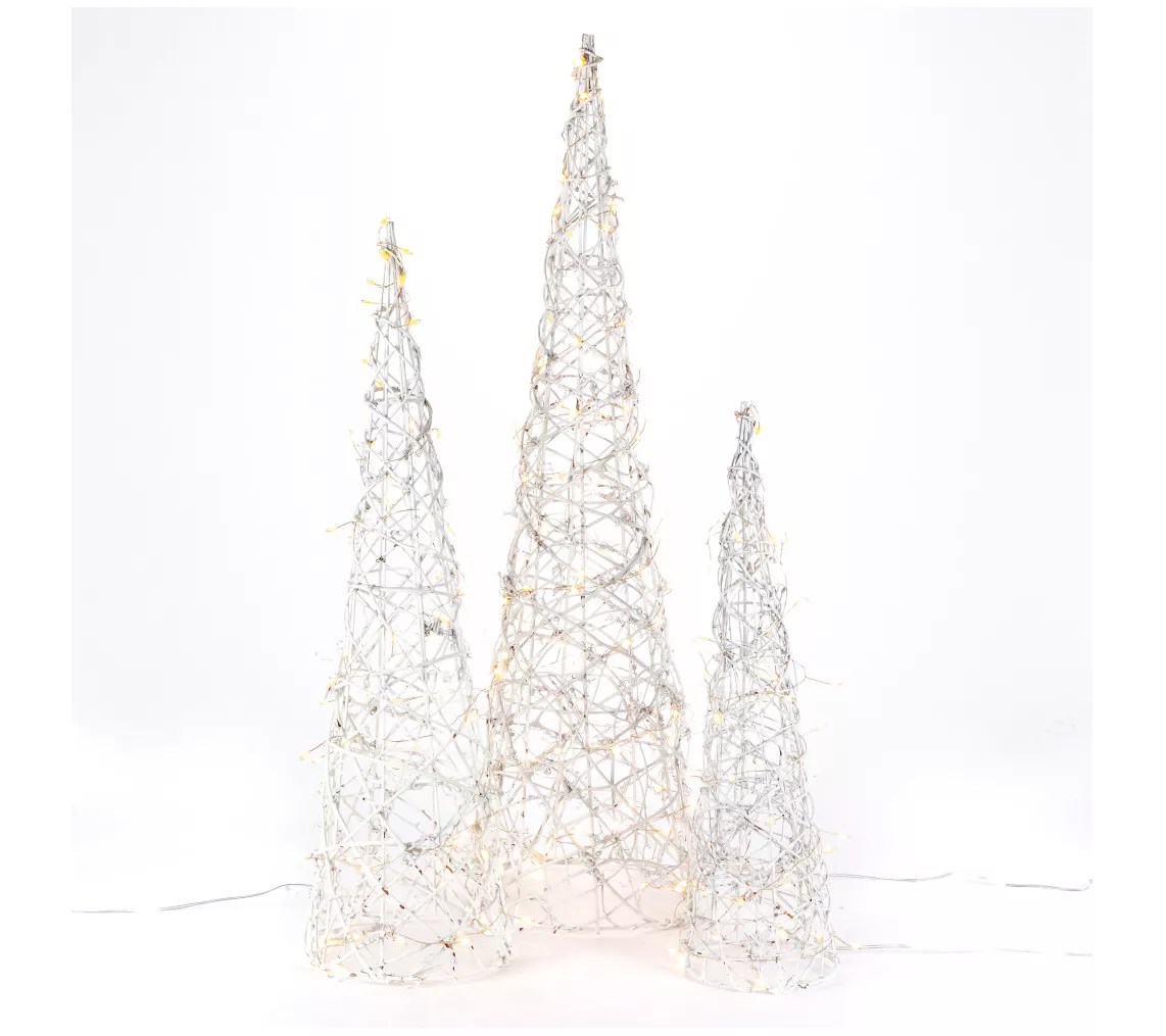 Set of 3 Prelit White Modern Vine Trees by Gerson Co