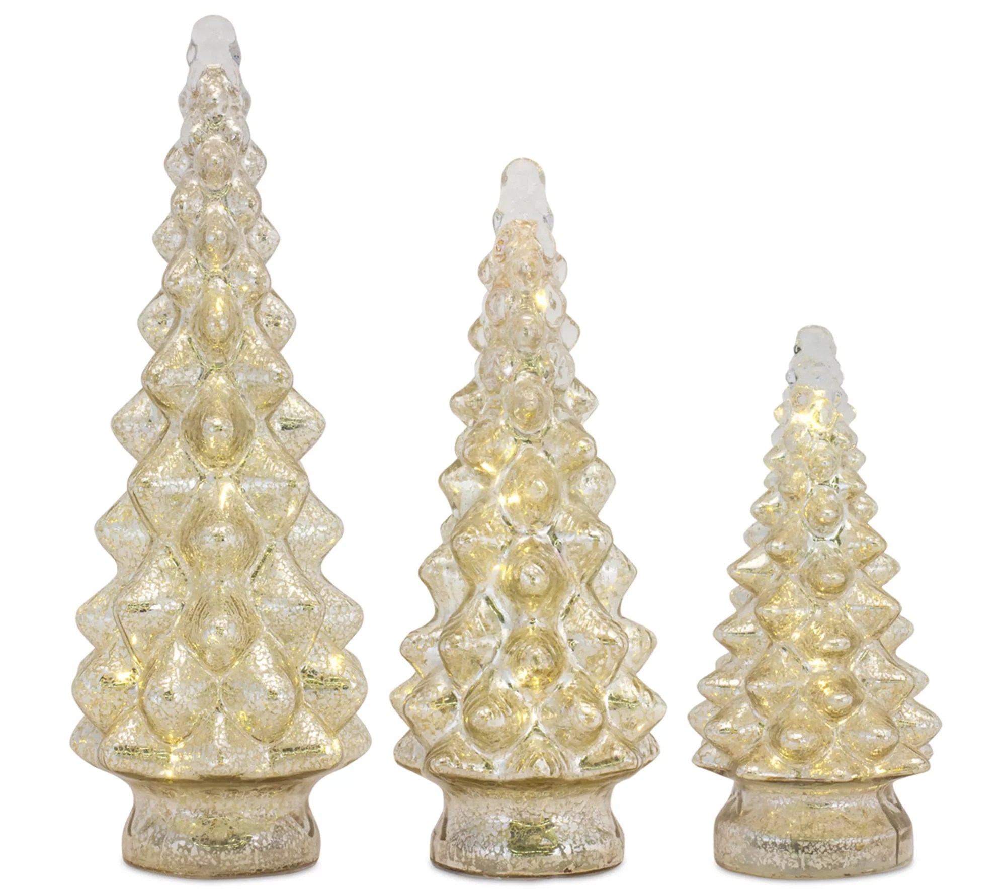 Melrose LED Mercury Glass Holiday Tree Decor (Set of 3)