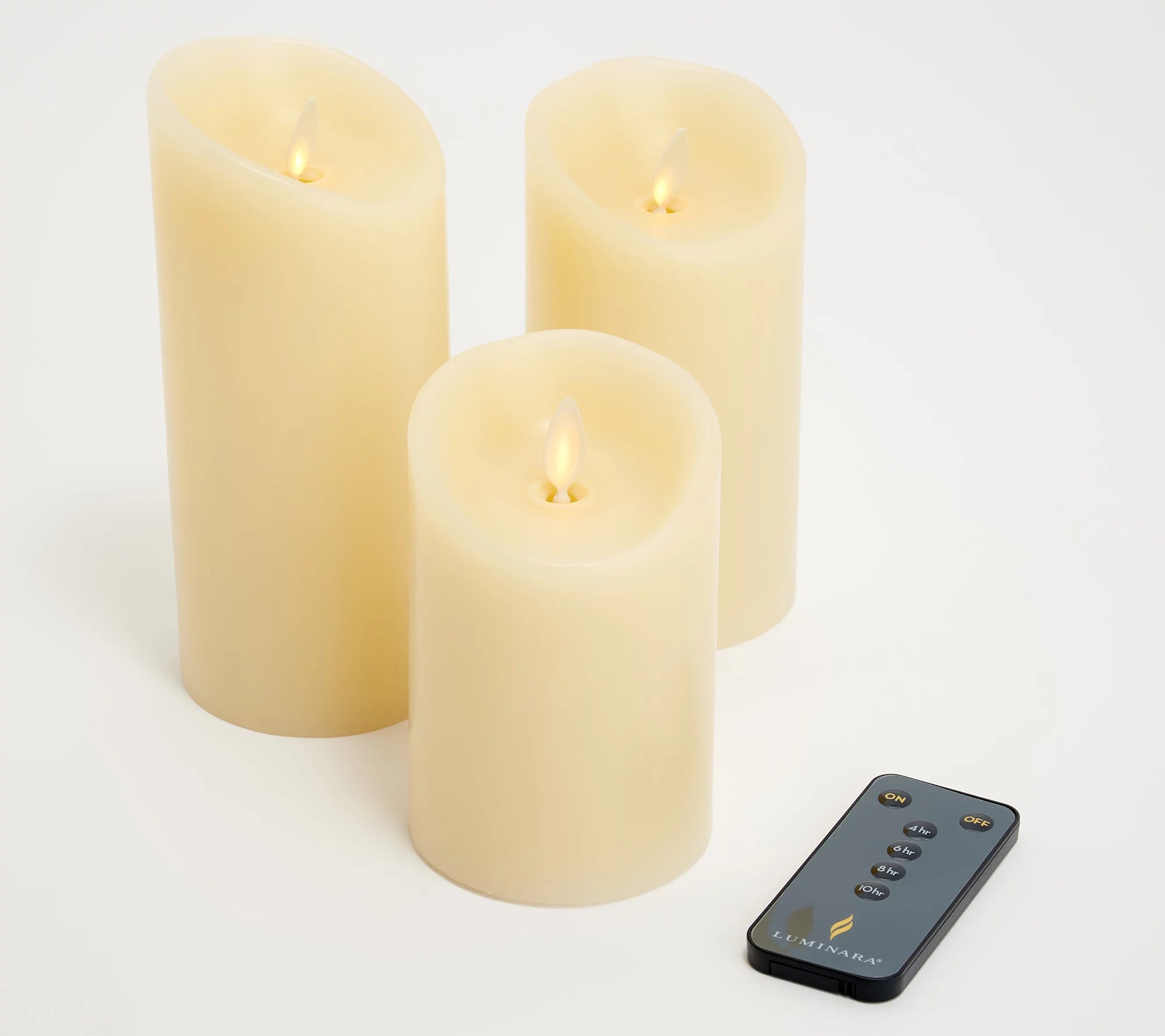 Luminara S/3 Assorted Flameless Pillars in Gift Box with Remote