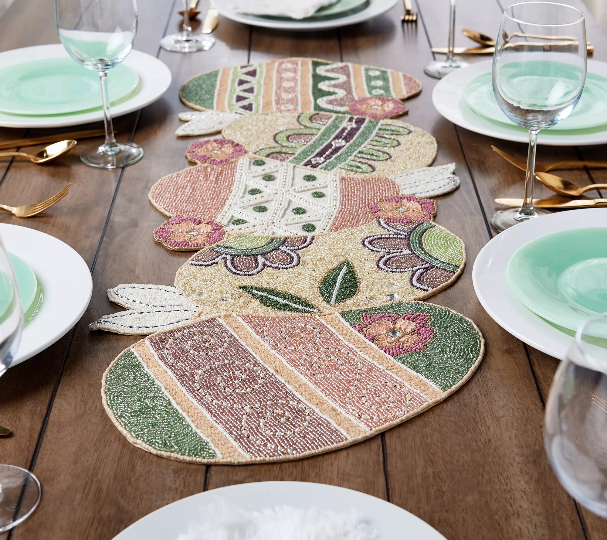Home Reflections Beaded Spring Table Runner