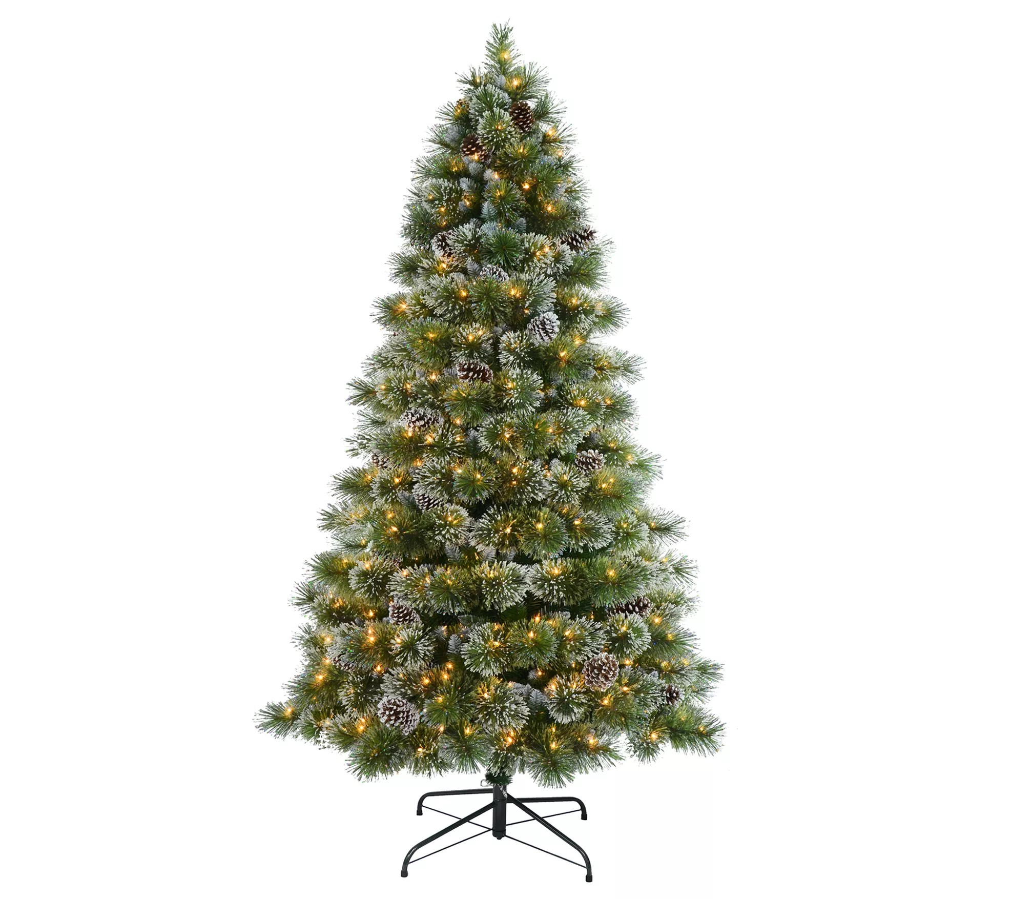 Puleo PreLit 7.5' Frosted Boulder Pine Christmas Tree