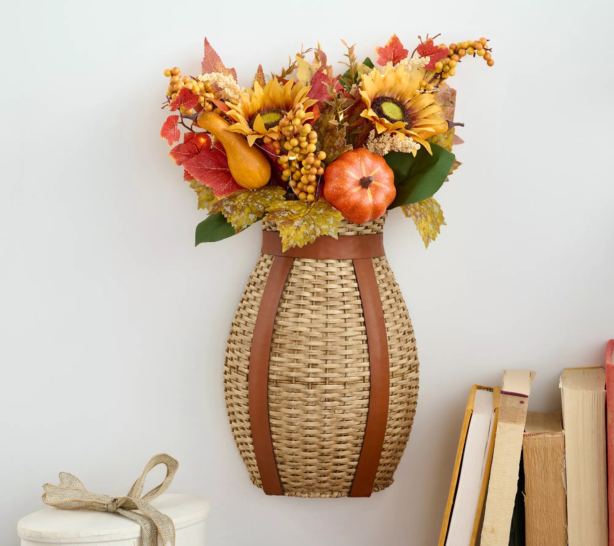 Home Reflections 17" Illuminated Harvest Hanging Basket