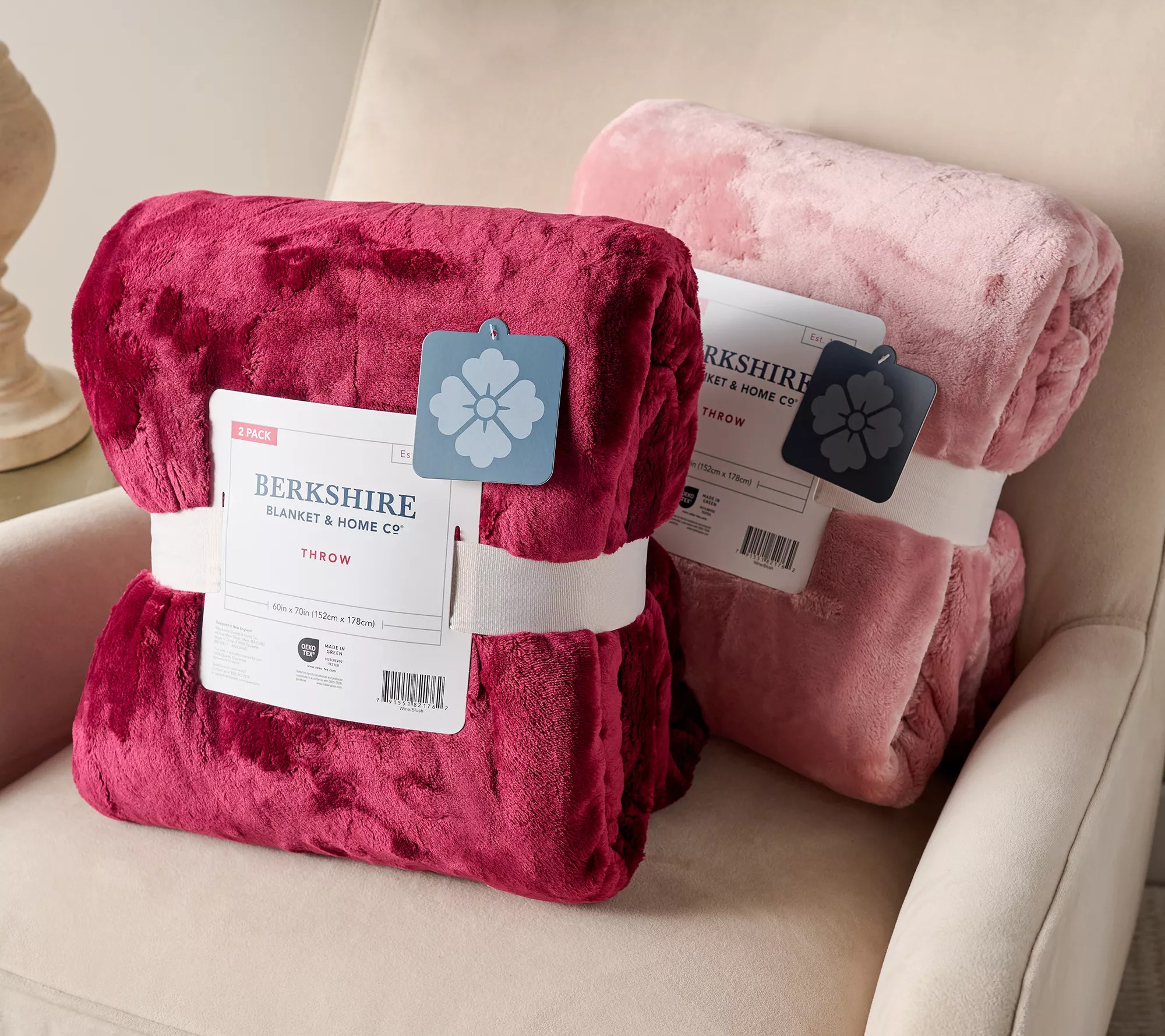 Berkshire Set of 2 Ultra Supreme Velvetsoft 60x70 Throws