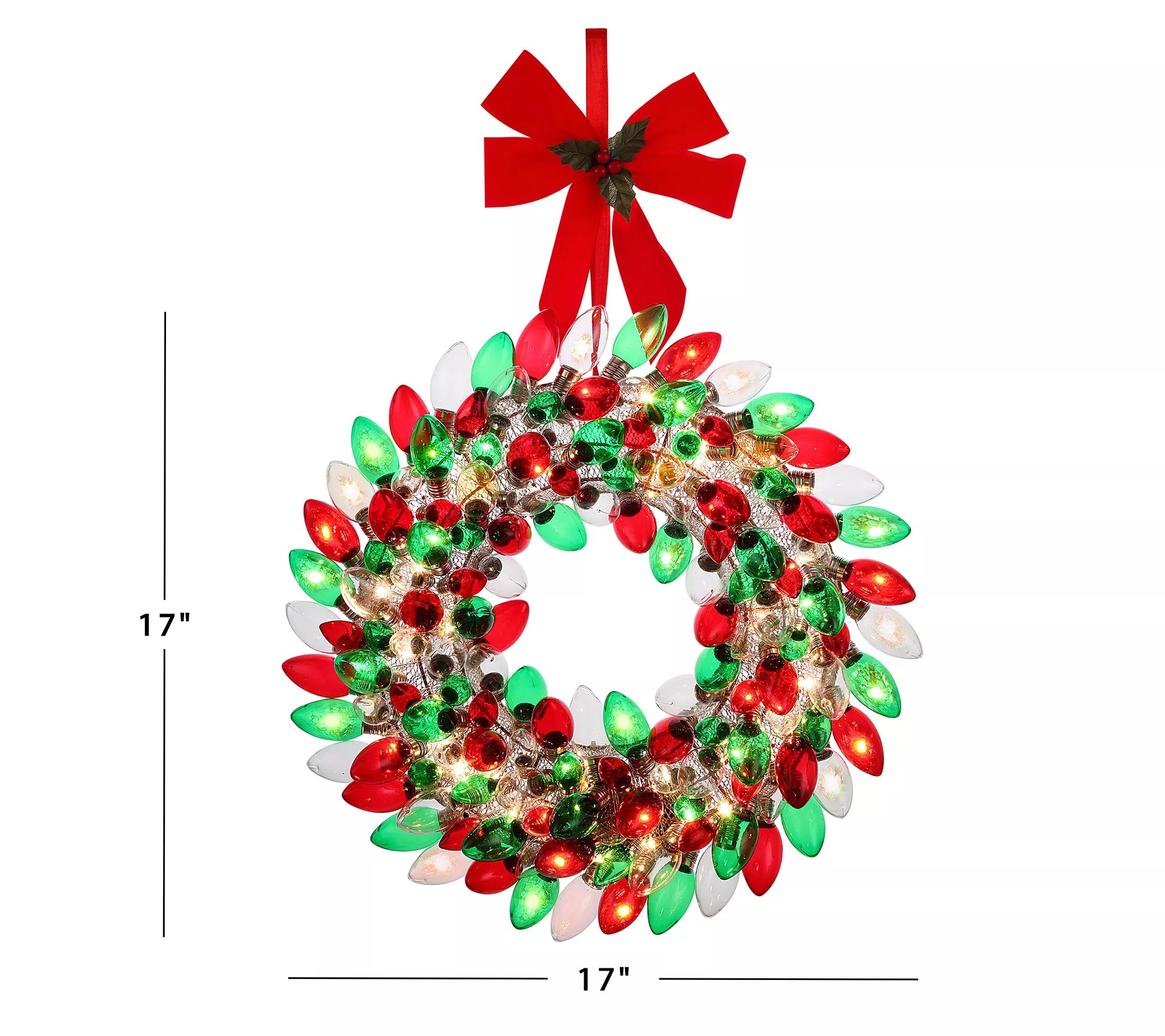 Mr. Christmas 17" Retro C9 Bulb Wreath Red & Green