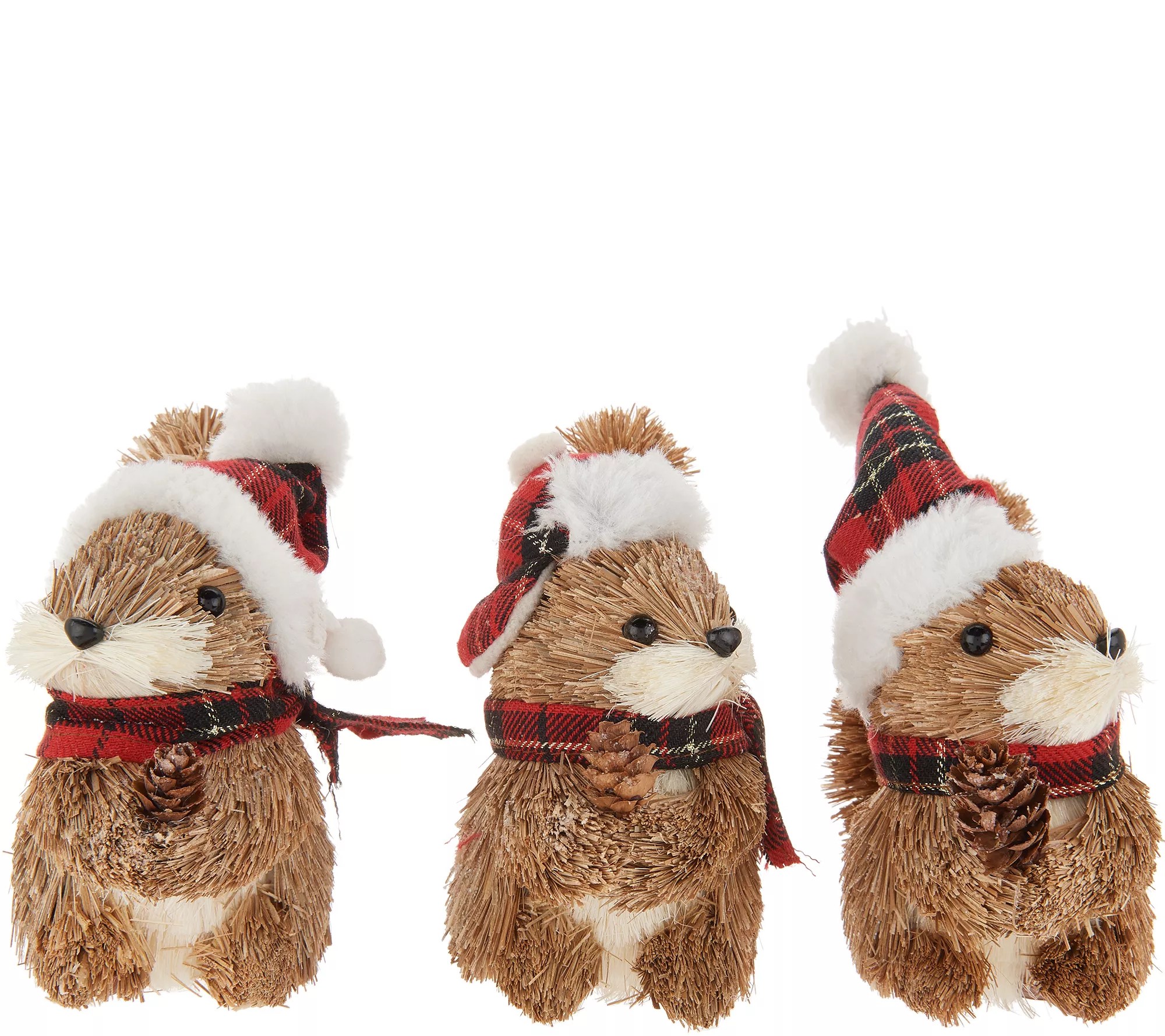 Set of 3 Holiday Squirrels with Scarves & Hats by Valerie
