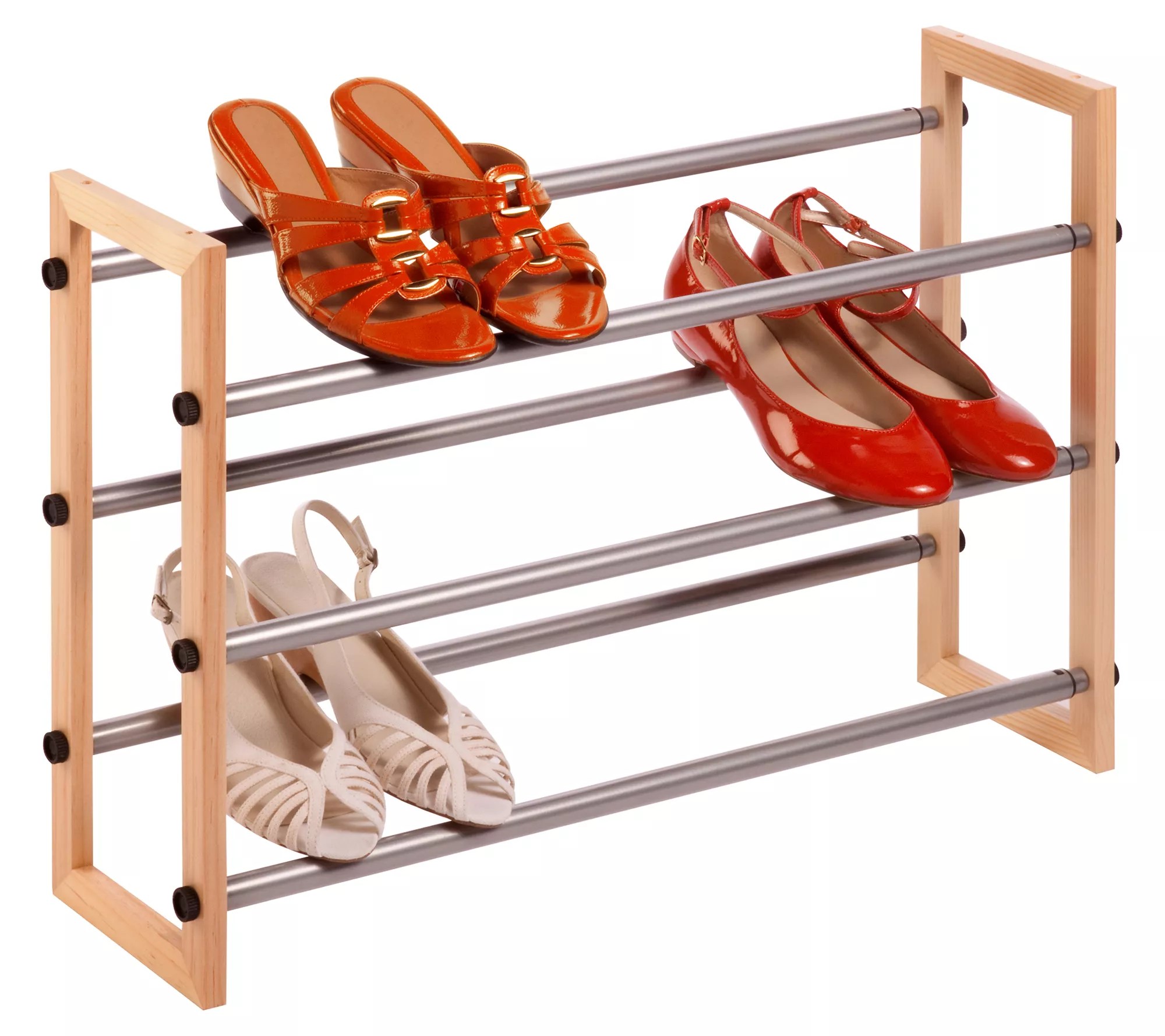 HoneyCanDo 3Tier Wood & Metal Shoe Rack