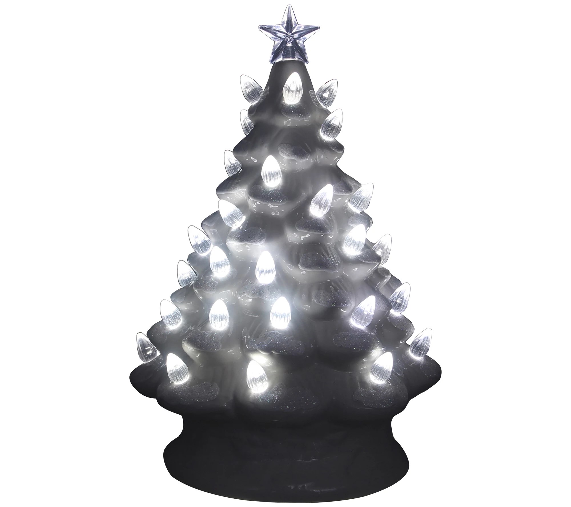 Youngs Lit White Ceramic Christmas Tree