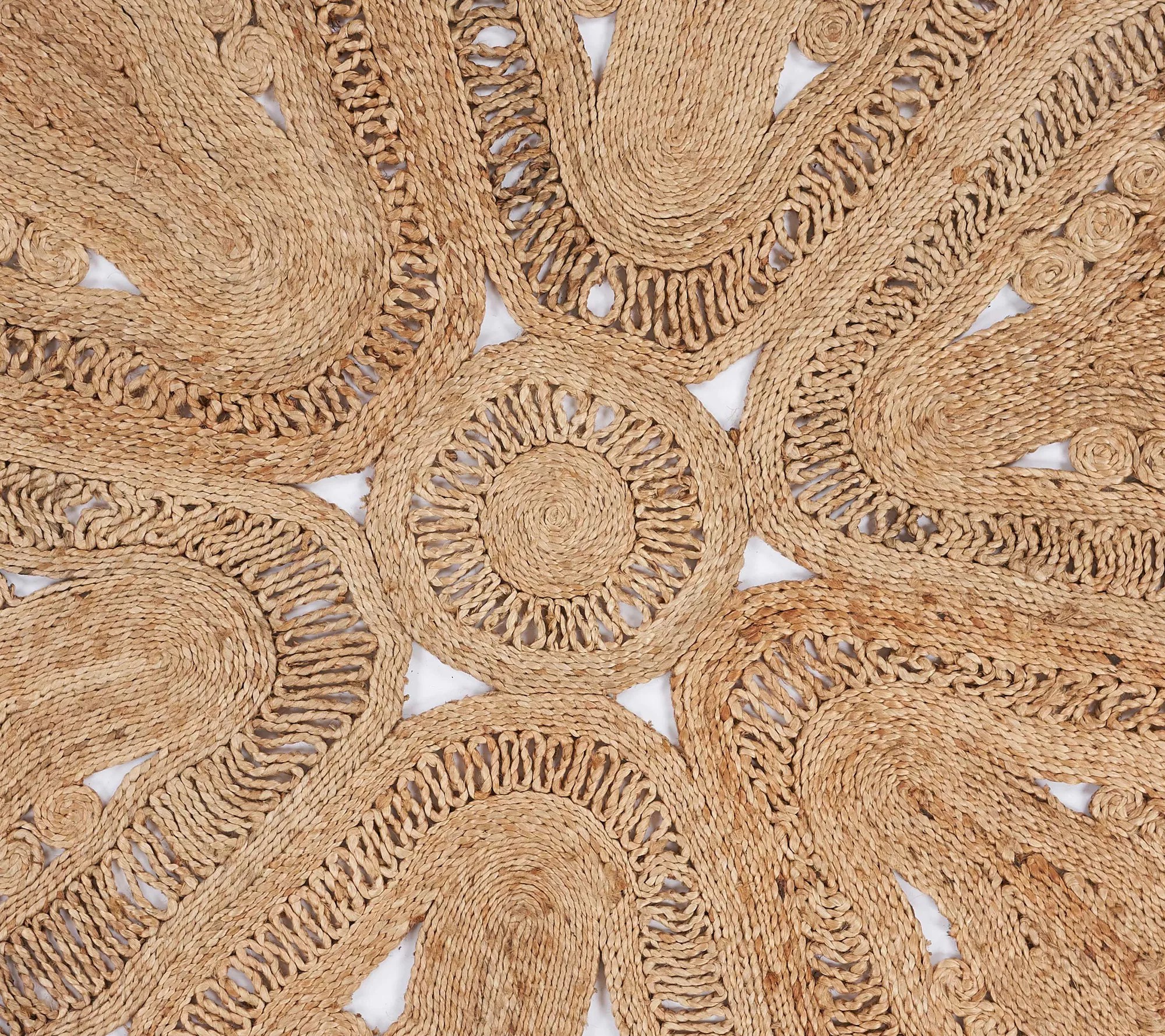 Ox Bay Floral Doily Natural Jute Area Rug 6' Round