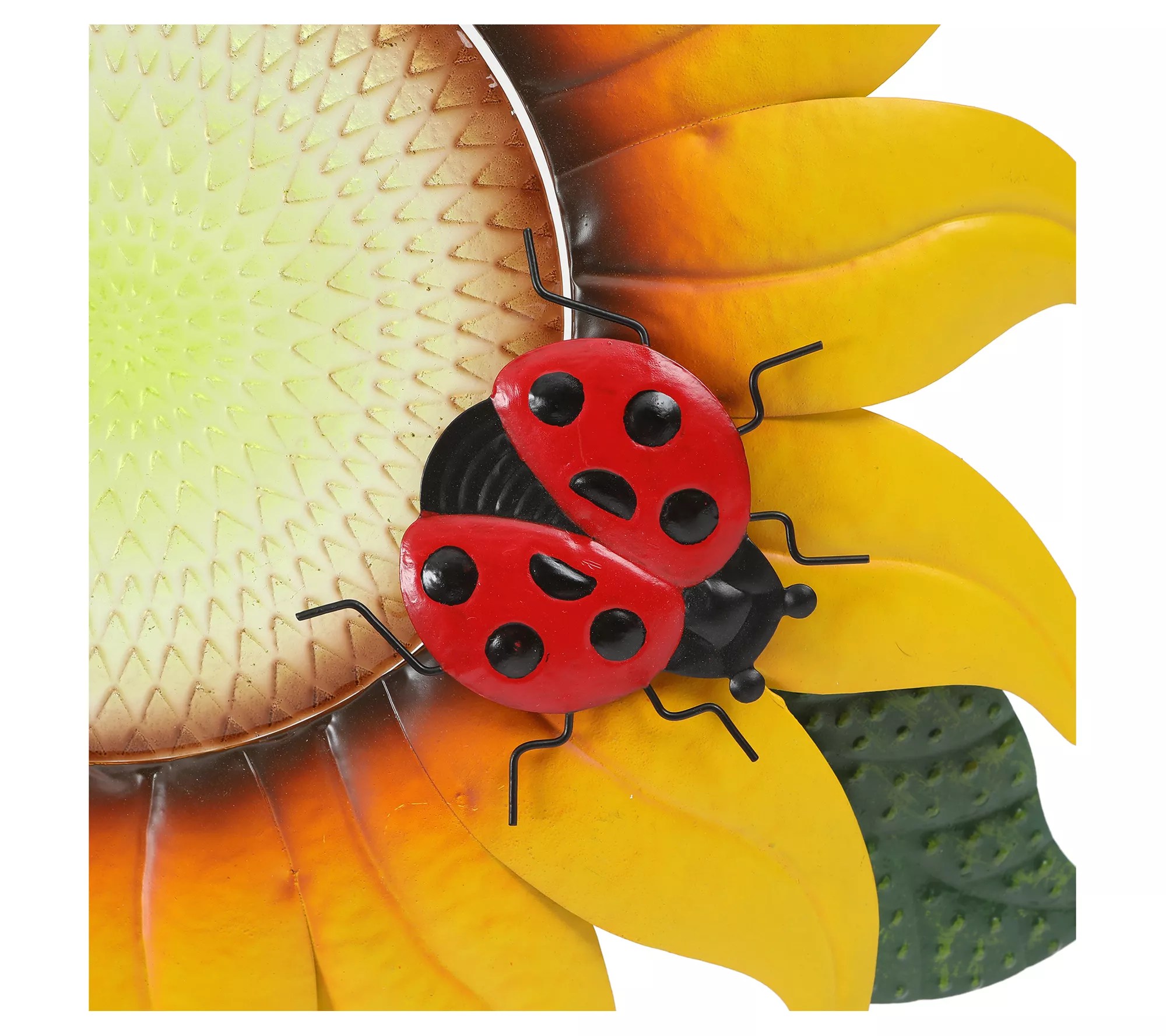 LuxenHome Yellow Sunflower Metal and Glass Outdoor Wall Decor
