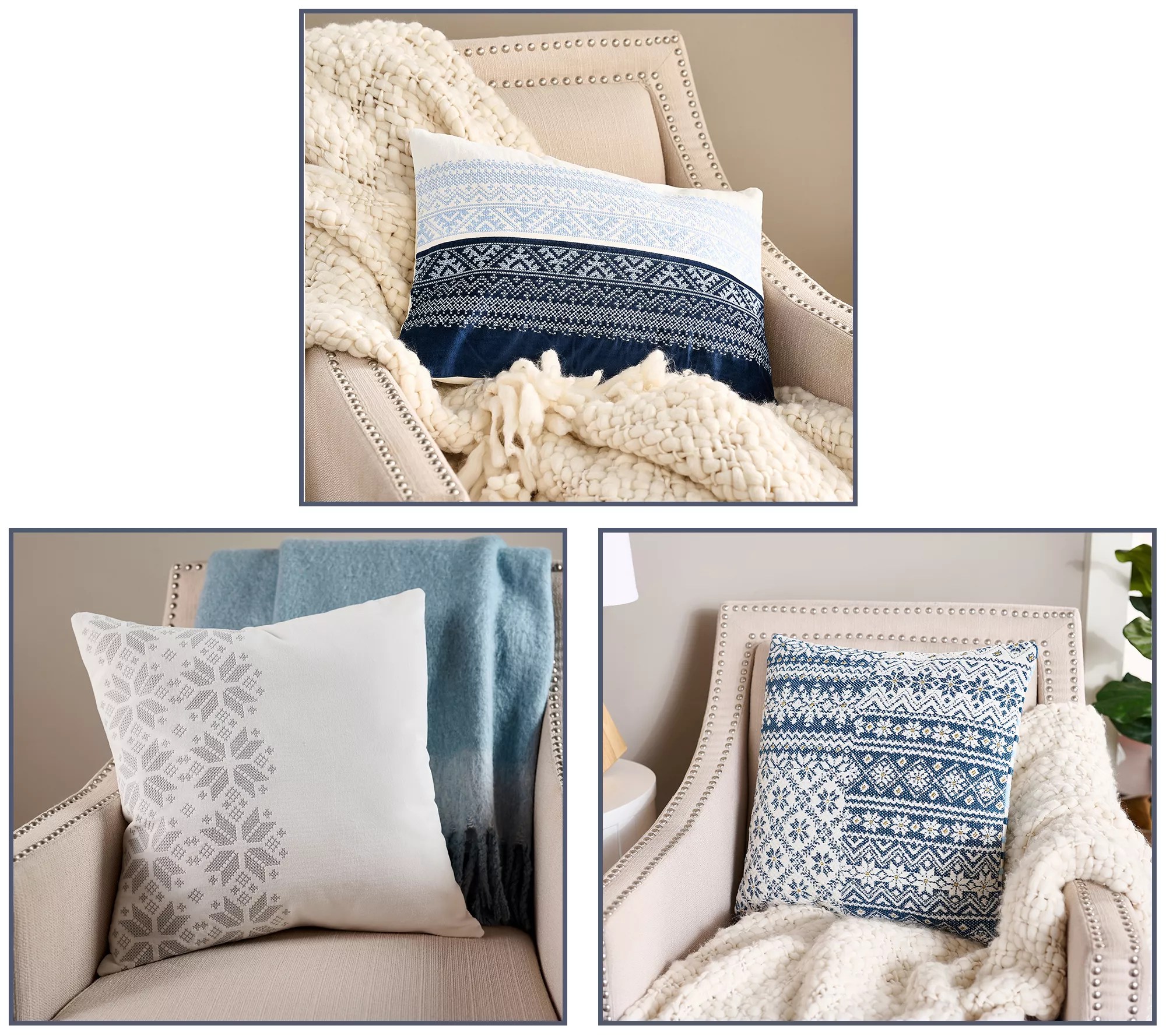 Home Reflections Fairisle Embroidered Dec Pillows