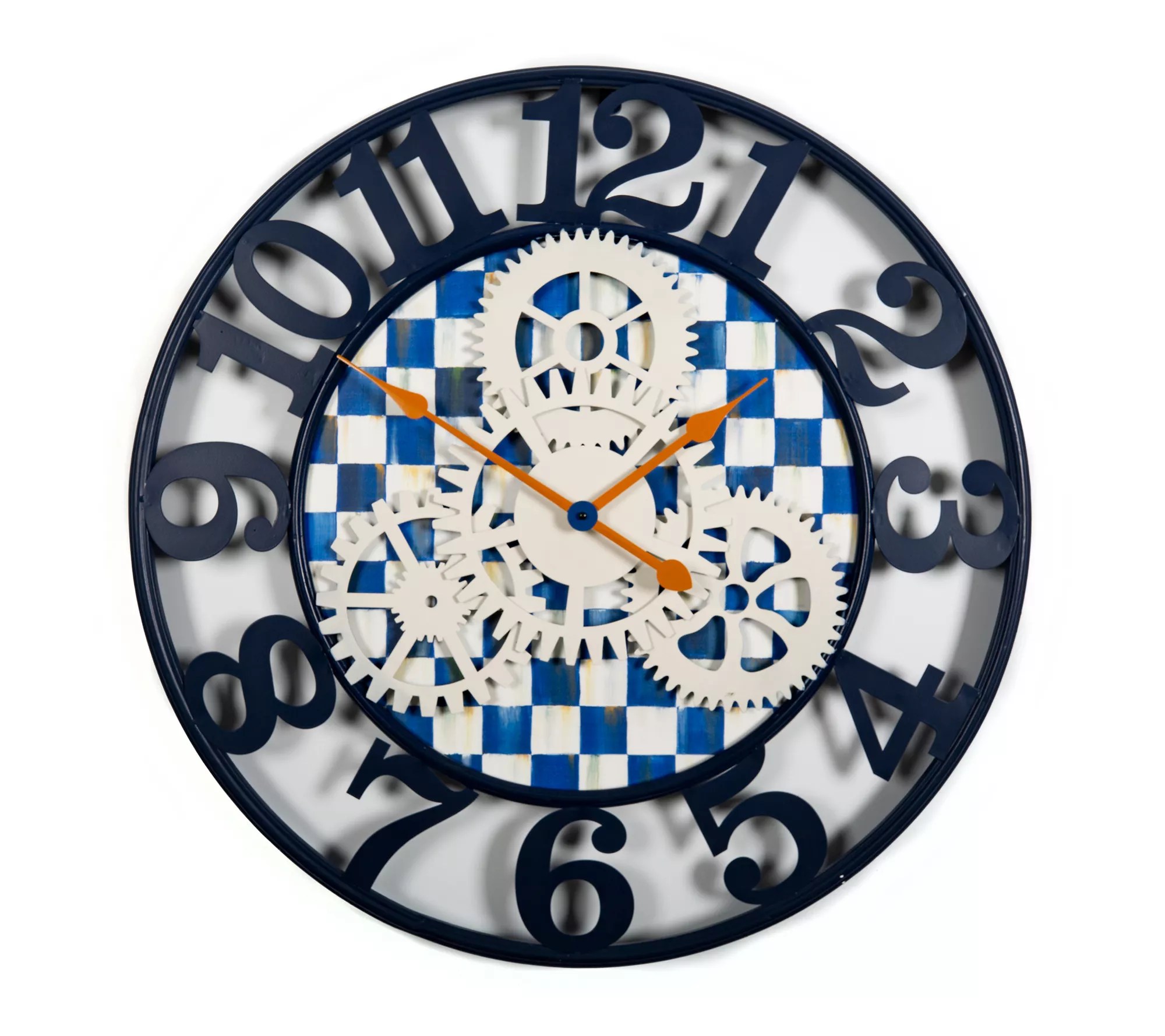 MacKenzieChilds Royal Check Large Farmhouse Wall Clock
