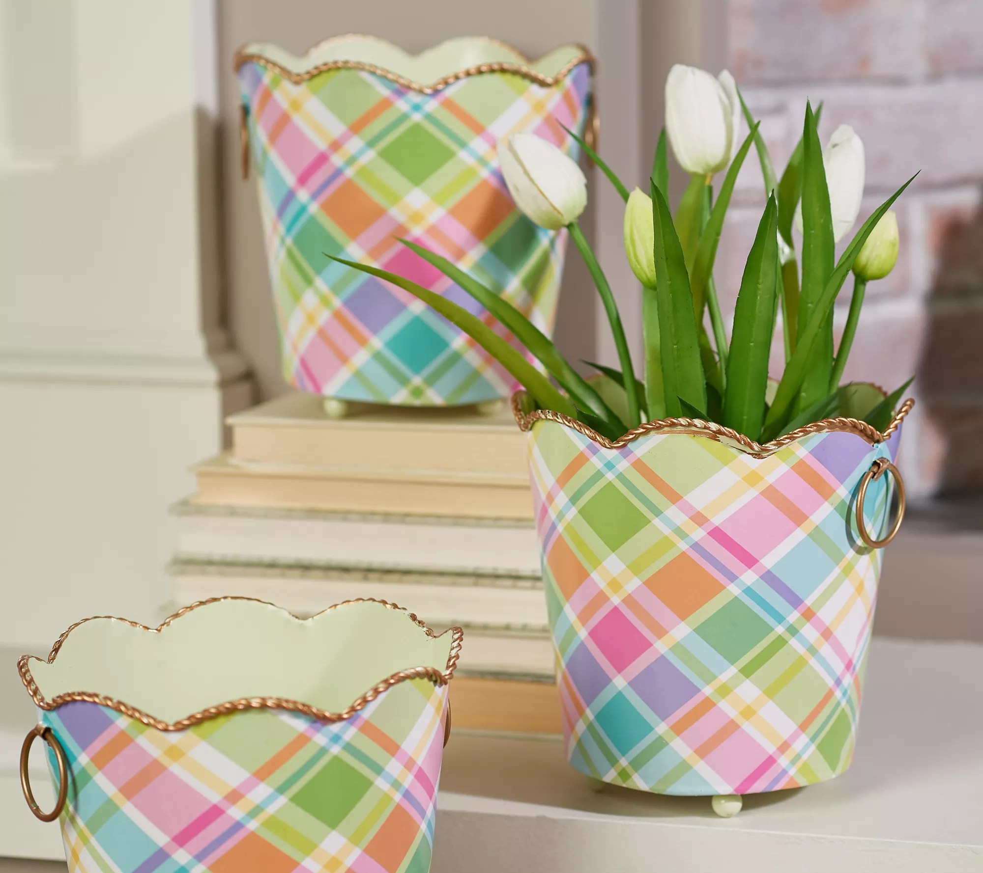 Set of 3 Metal Spring Planter Buckets by Valerie