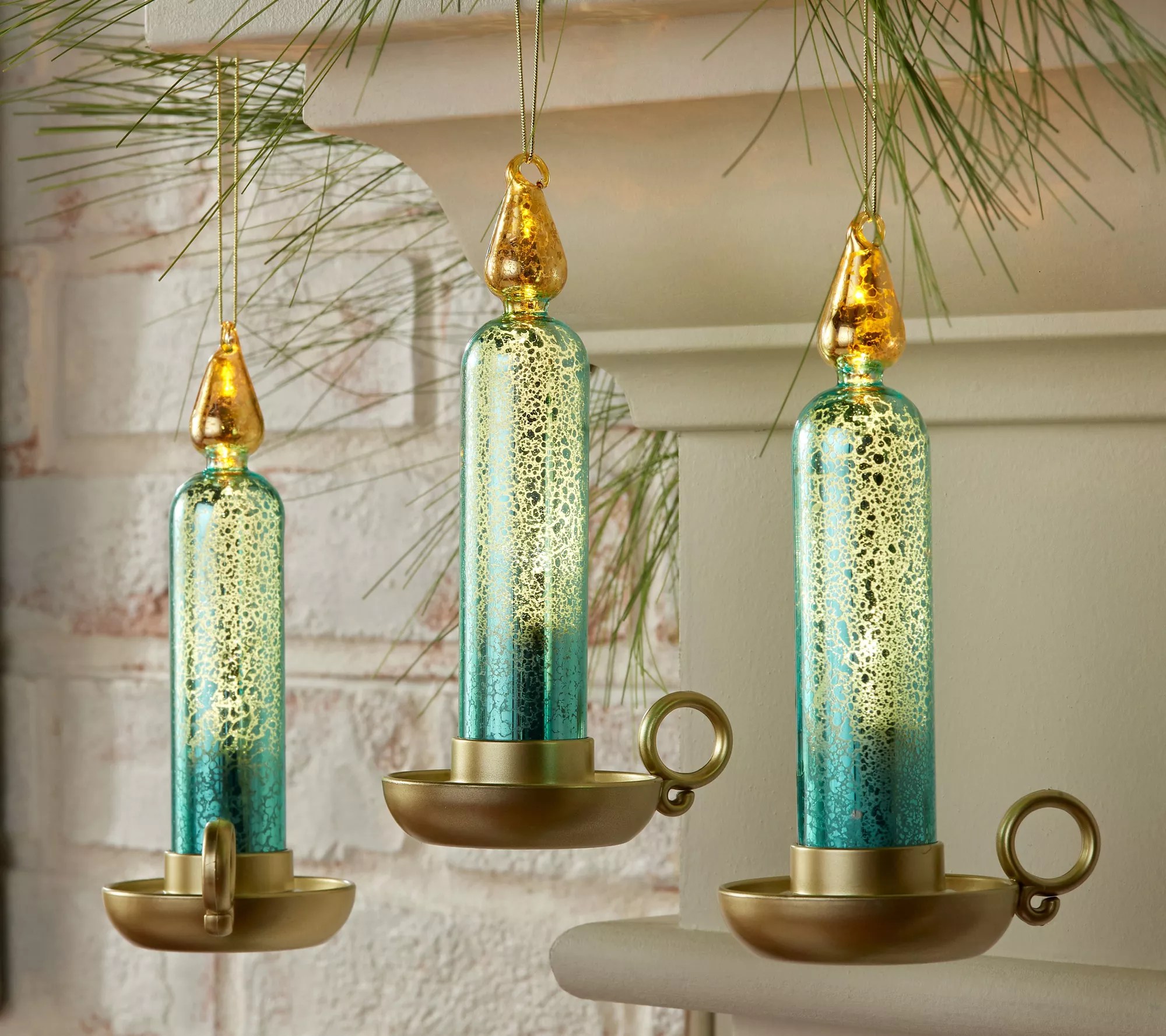 "As Is" Set of 3 Mercury Glass Chamberstick Candles by Valerie