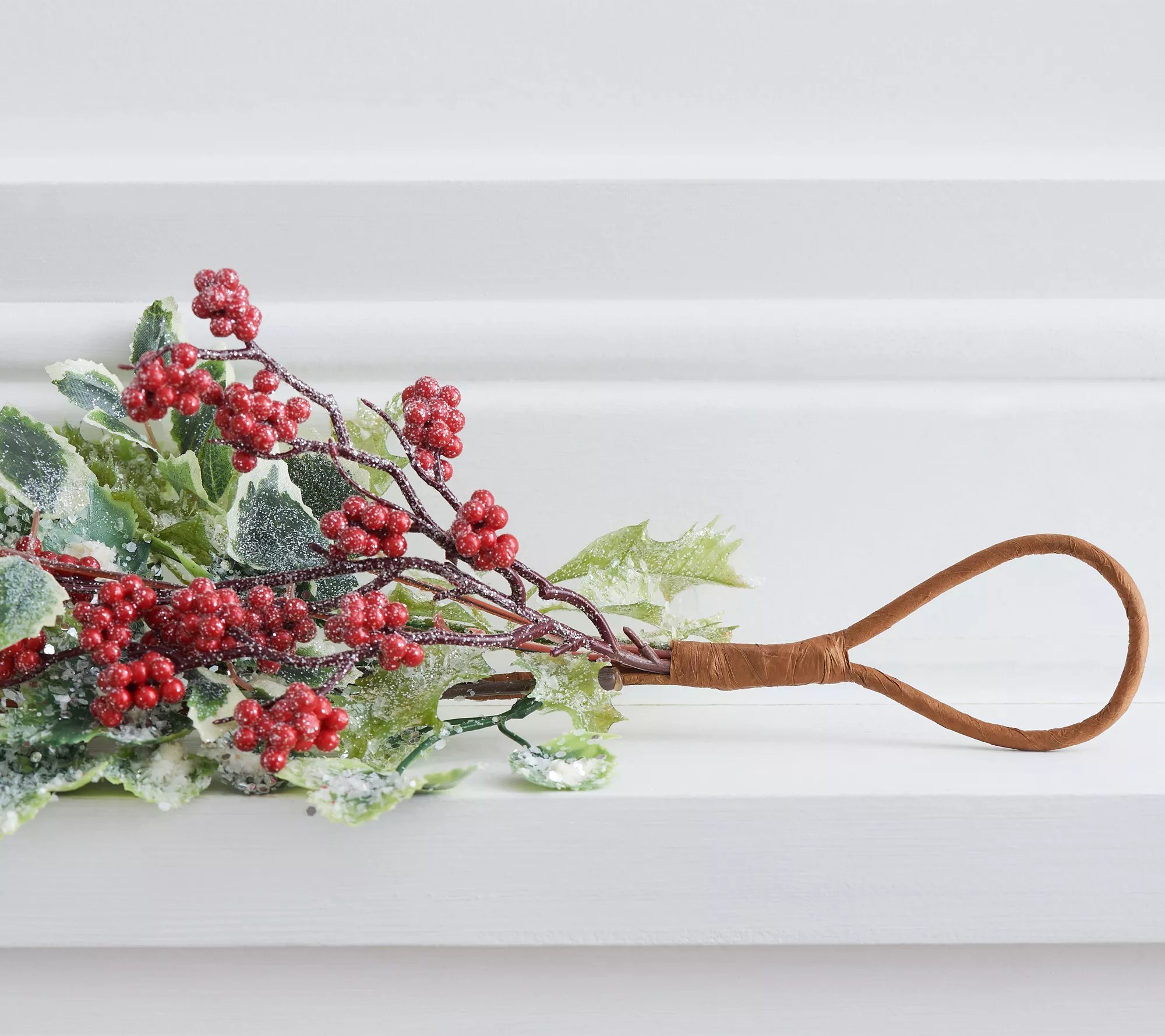 4' Frosted Holly Berry Garland by Valerie