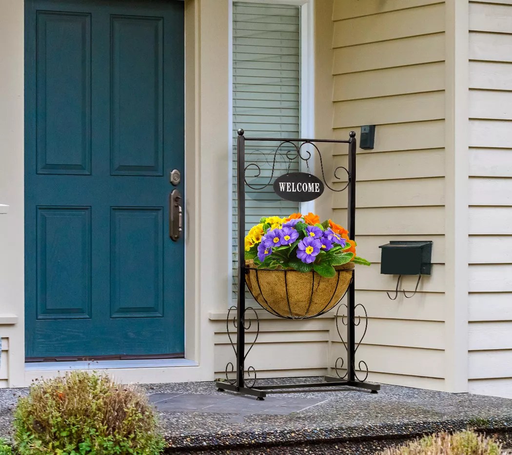 Sorbus Planter Basket Stand Black Metal