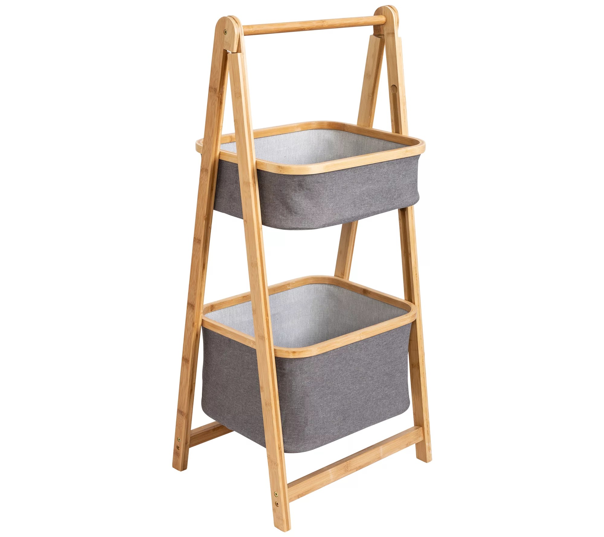 HoneyCanDo Bamboo & Canvas 2Tier CollapsibleShelves