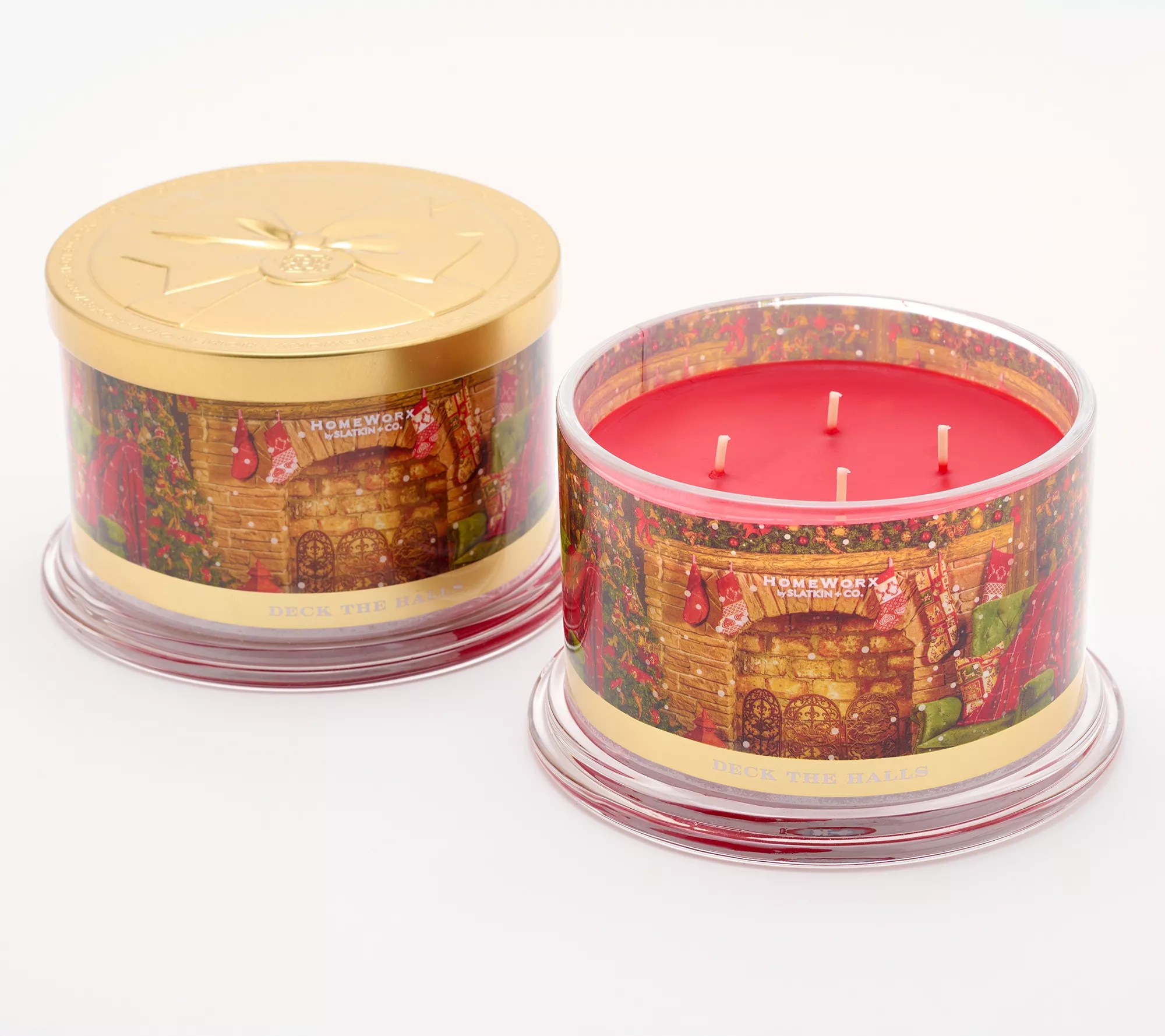 "As Is" HomeWorx by Slatkin & Co. S/2 Deck the Halls Candles