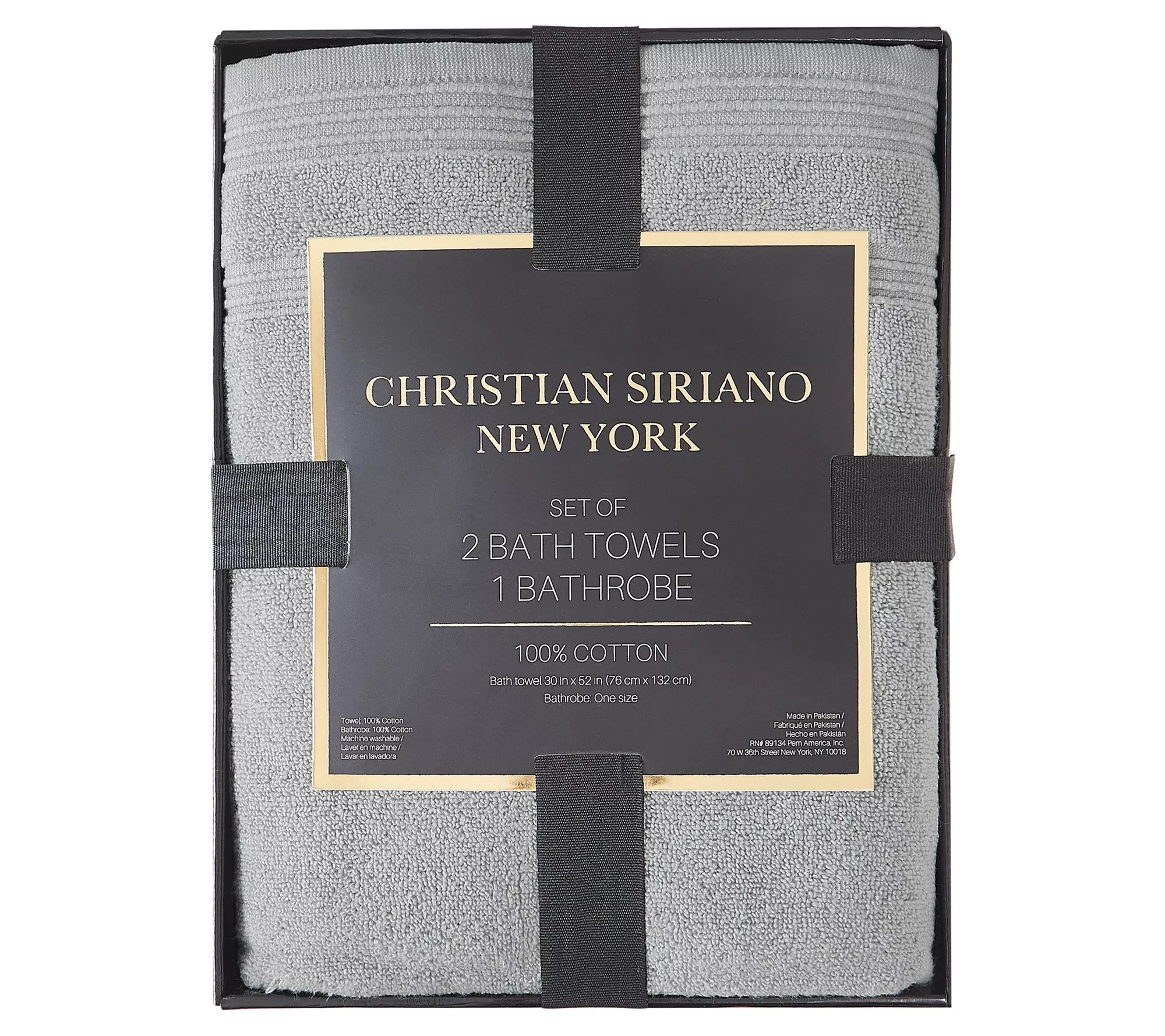 Christian Siriano NY Solid Bath Towel Set and Robe in Gift Box