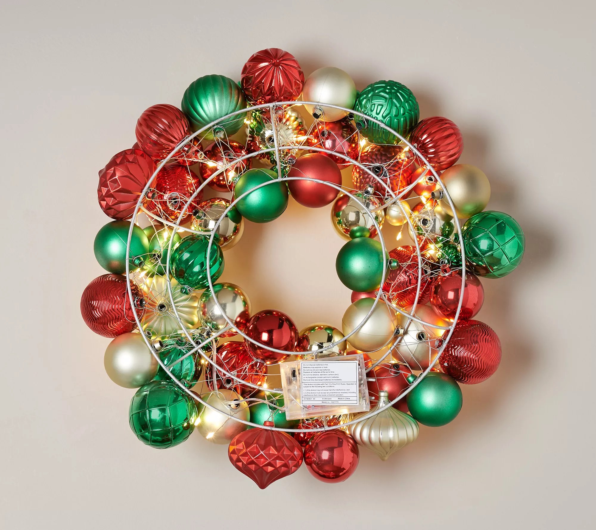 "As Is" 16" Illuminated Ornament Wreath by Valerie