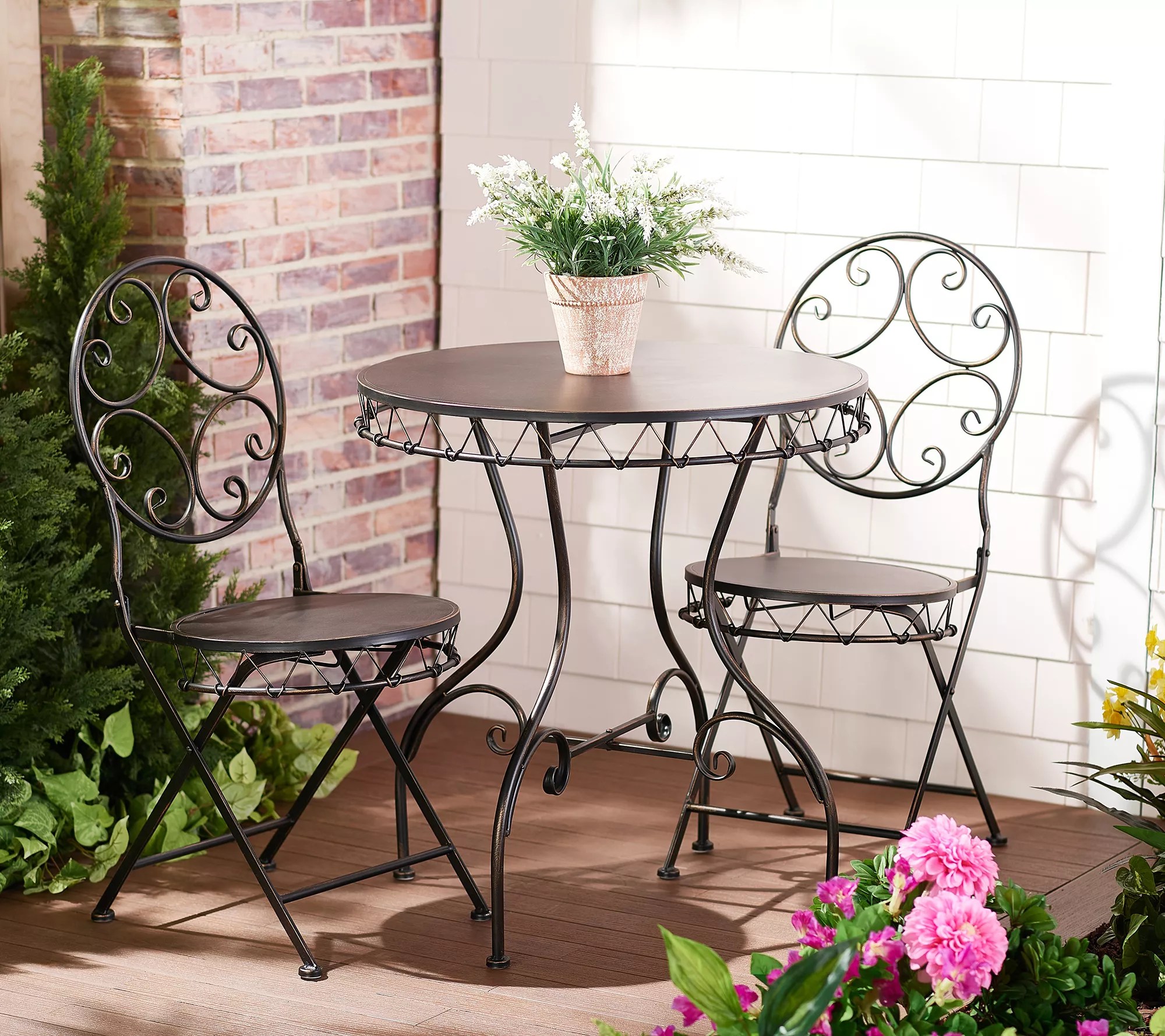 3Piece Metal Bistro Table with Chairs by Valerie
