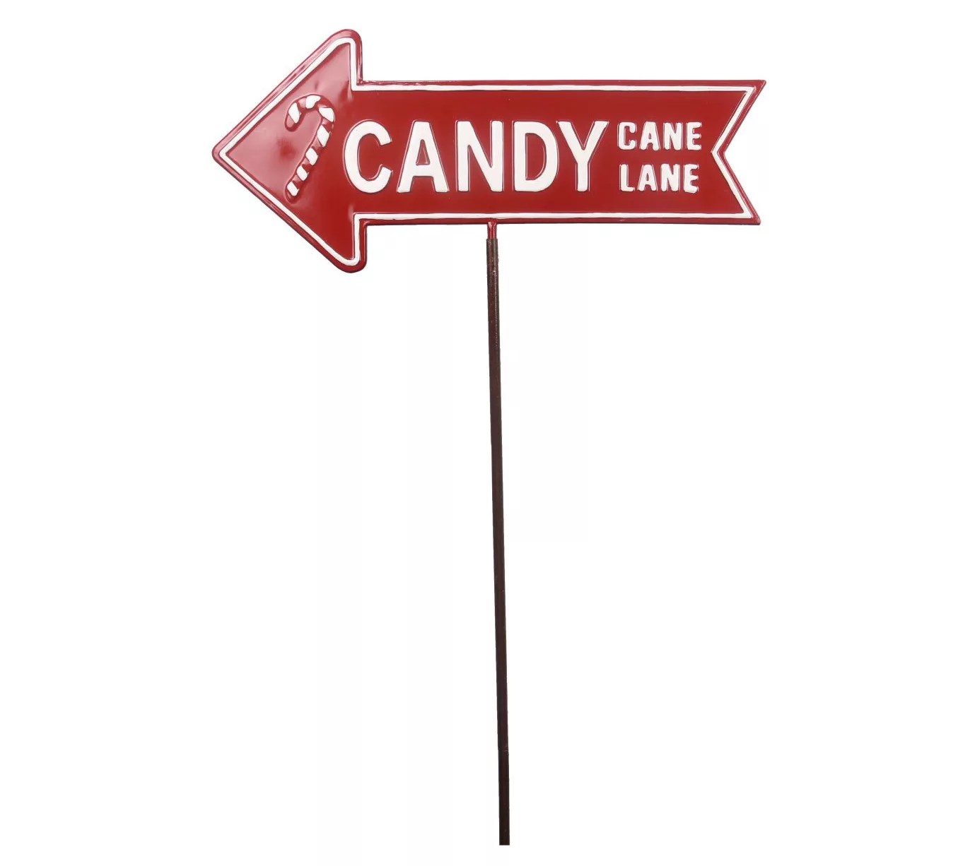 Young's metal Candy Cane Lane directional garden stake