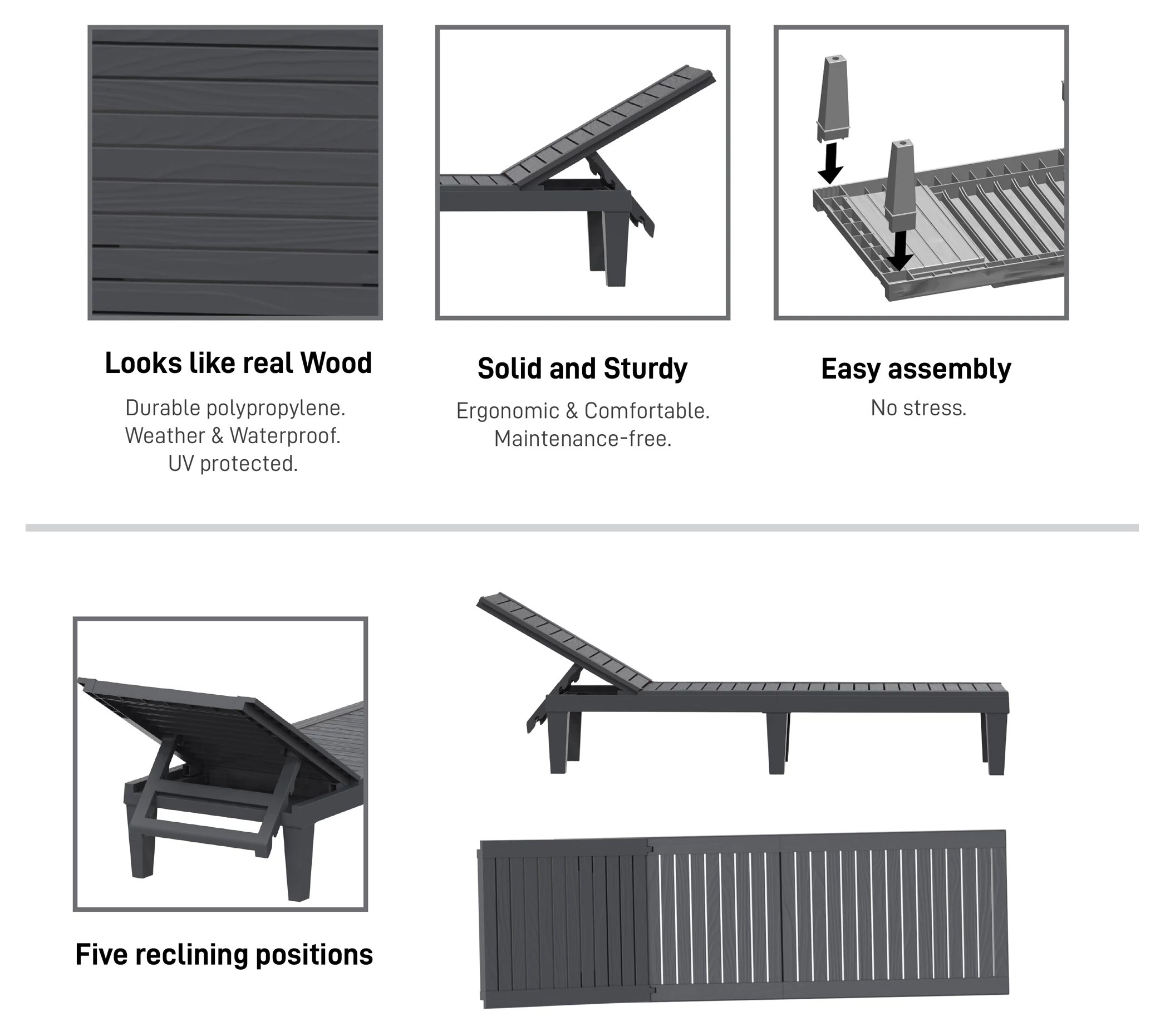 Dukap Ourtdoor OSLO Composite Outdoor Reclining Chaise Lounger