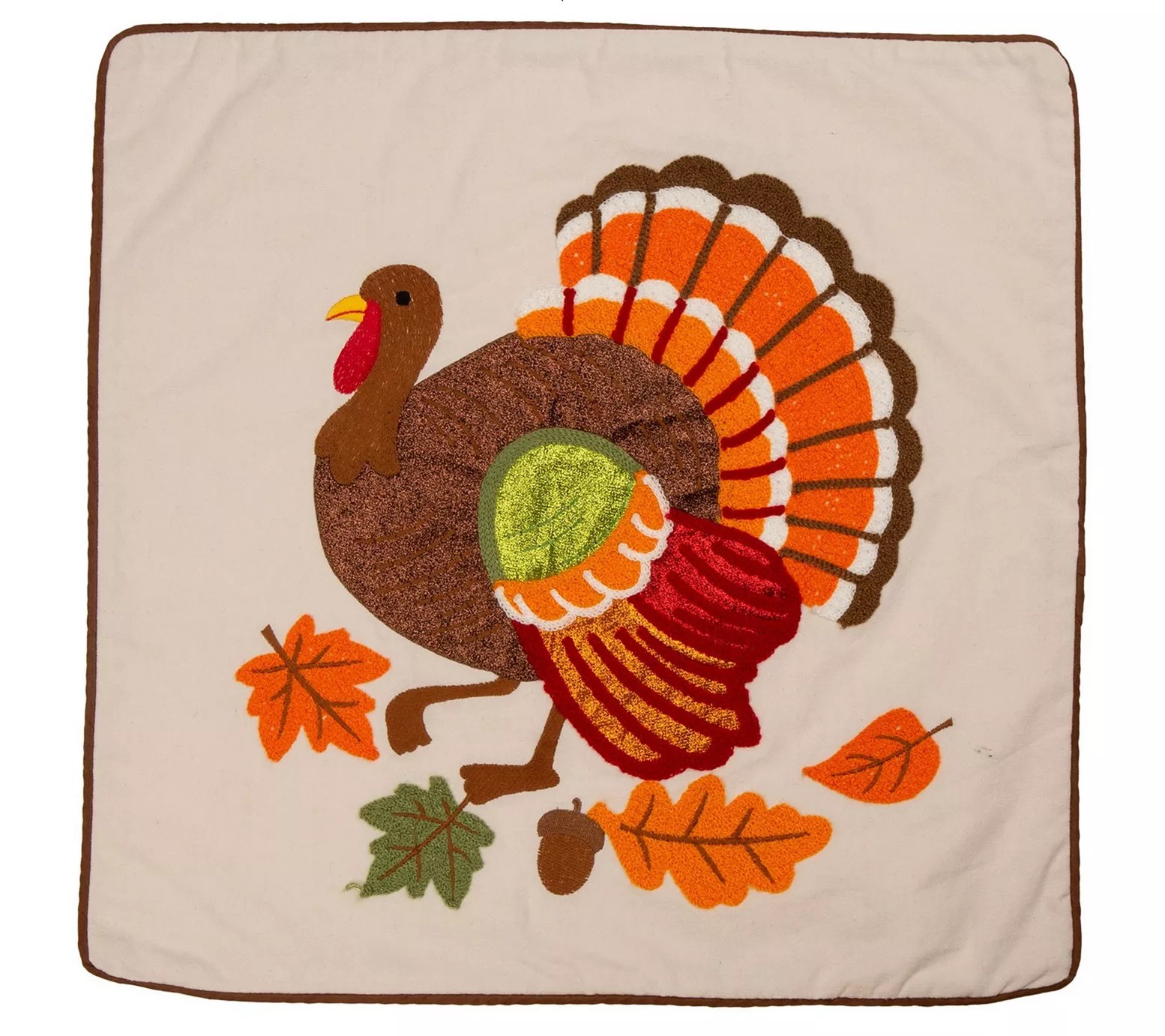 Glitzhome Embroidered Autumn Turkey Pillow Cover