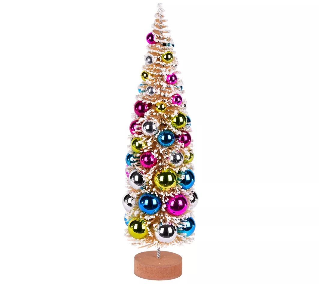 Vickerman 18" Vintage Frosted Gold Tree with Colorful Orn