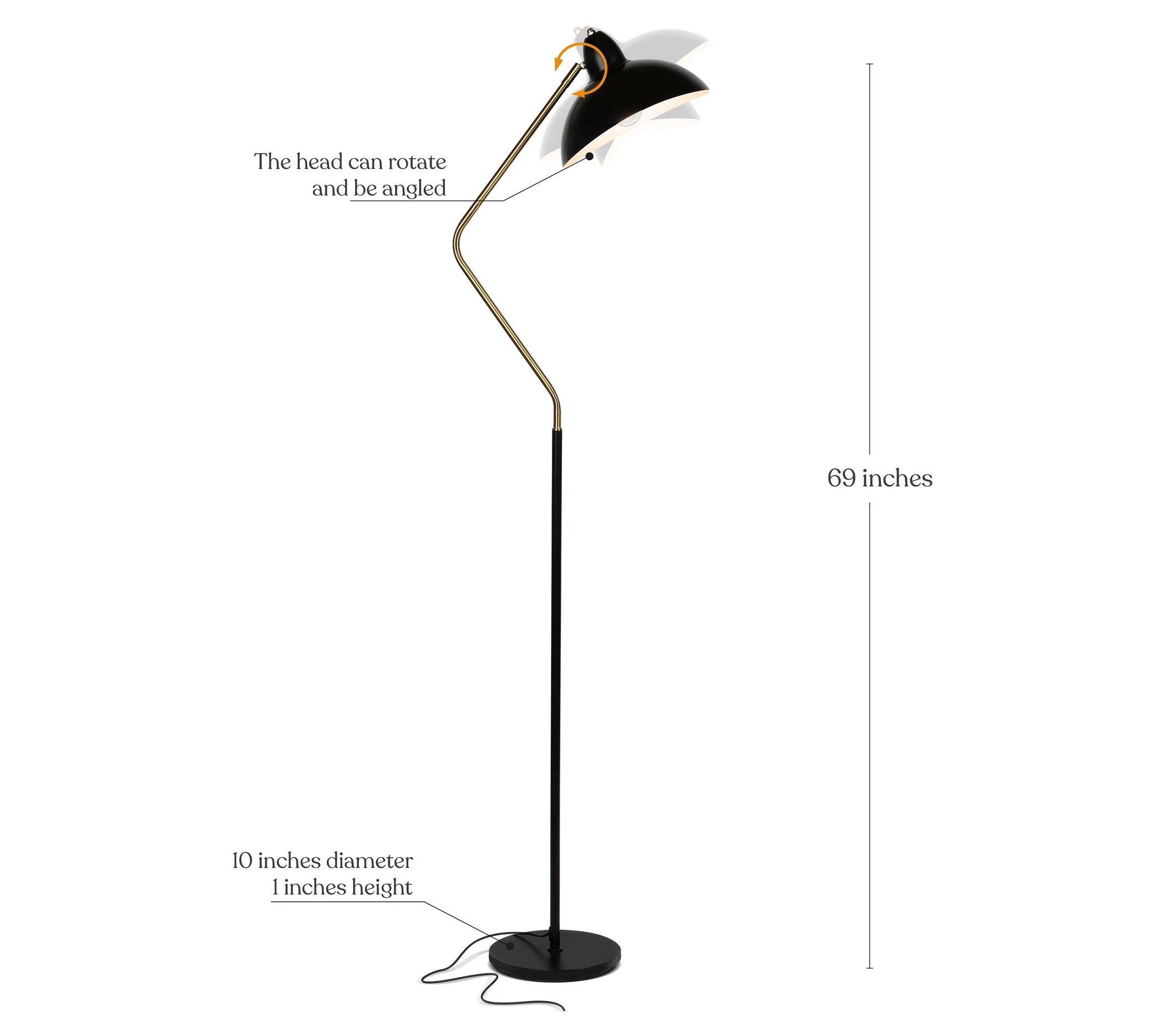 Brightech Swoop 69"H Classic Black LED Arc Floor Lamp