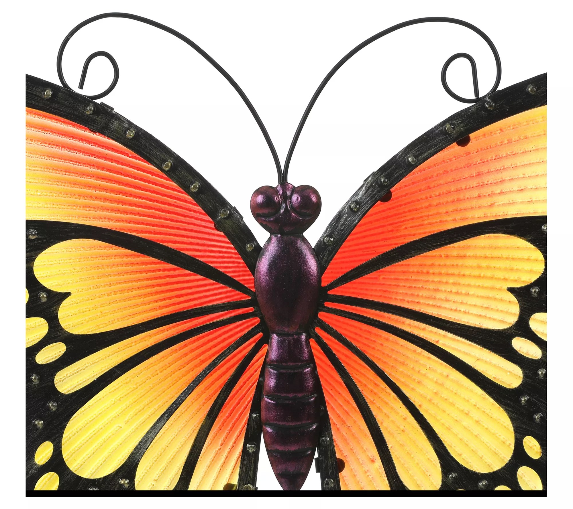 LuxenHome Orange Butterfly Metal and Glass Wall Decor