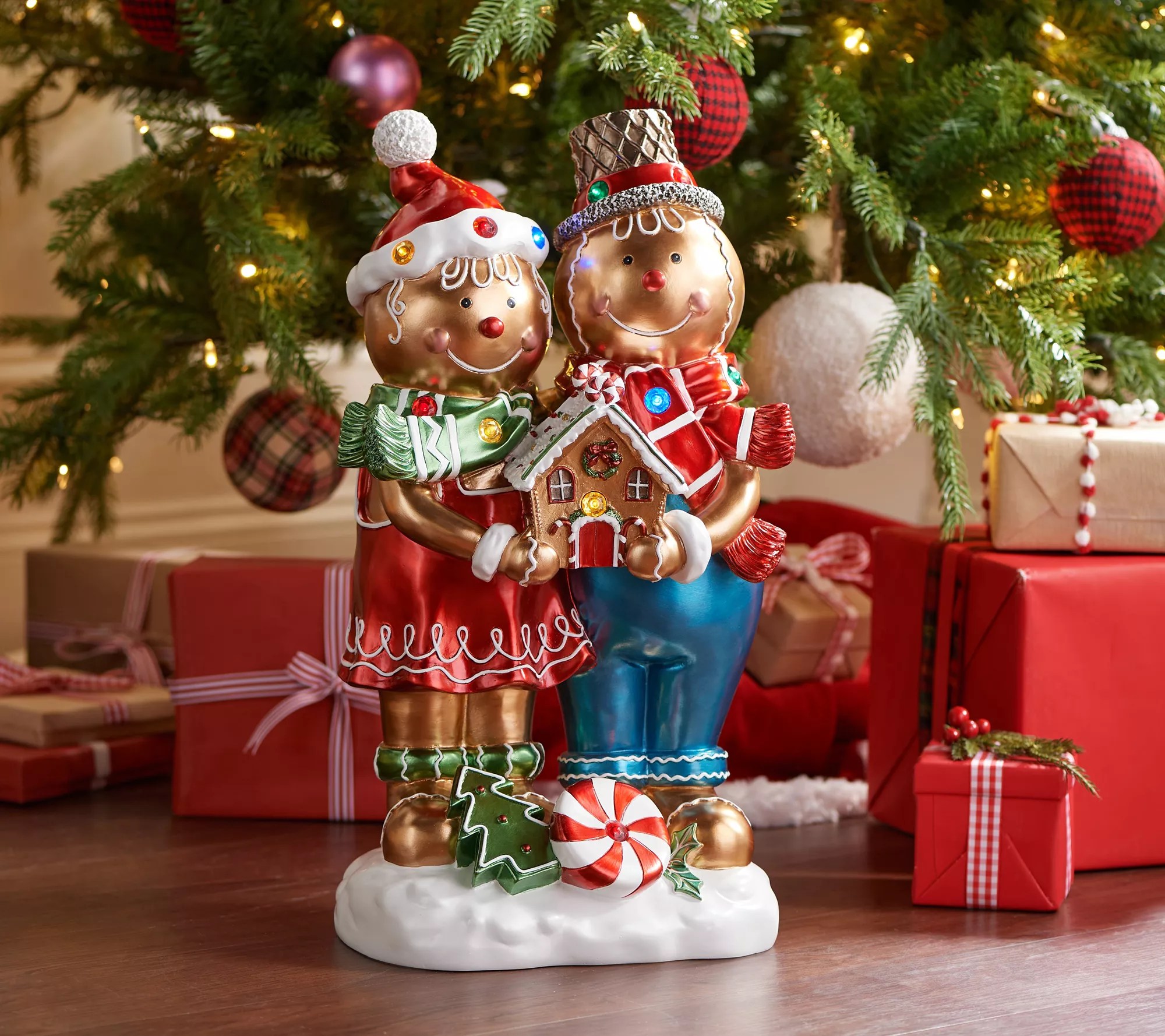 "As Is" Kringle Express 22" Resin Indoor/ Outdoor Gingerbread Duo