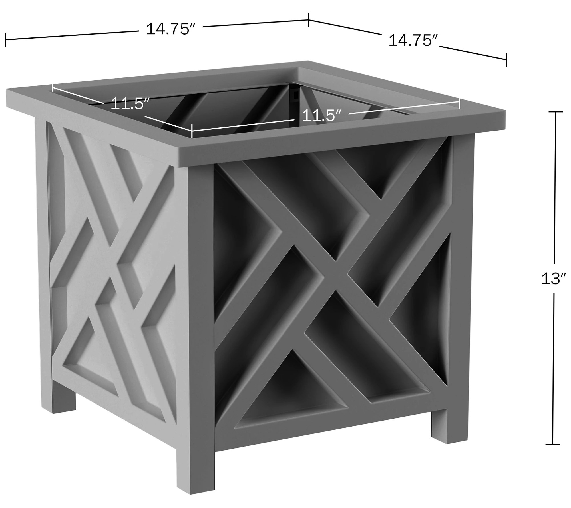 Pure Garden 2 Lattice Design 14.75" Planter Flower Plant Pots